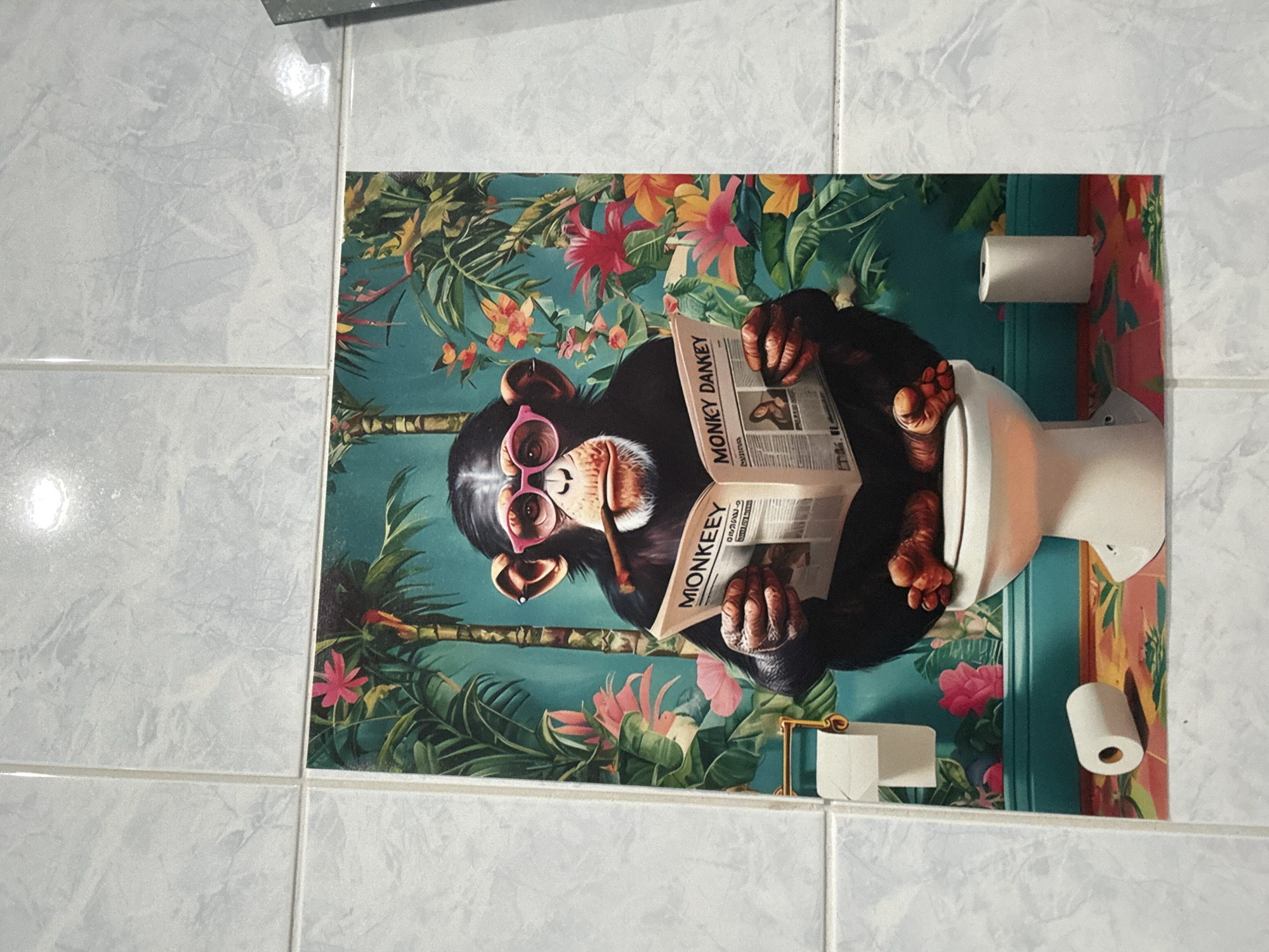 Quirky Chimpanzee Bathroom Tile Spotted in Bulgarian City