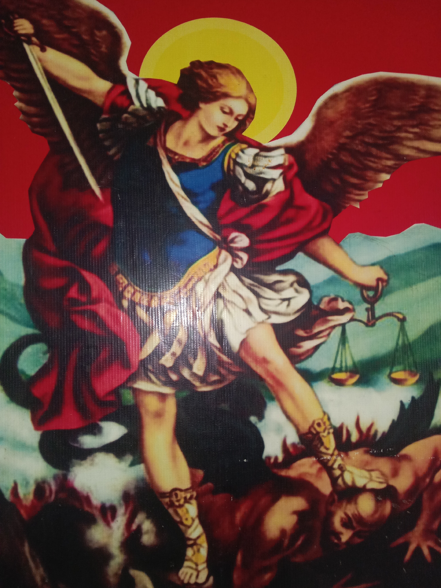 Religious imagery and portrait captured at location 666 coordinates
