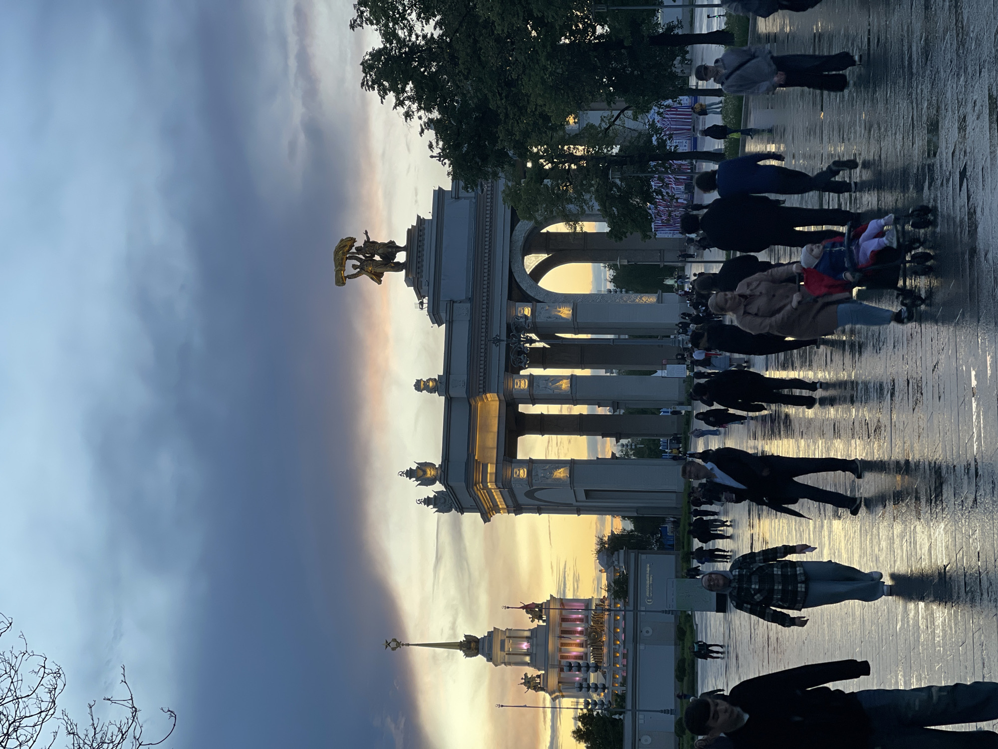 Evening transit operations observed at Moscow's VDNKh exhibition center