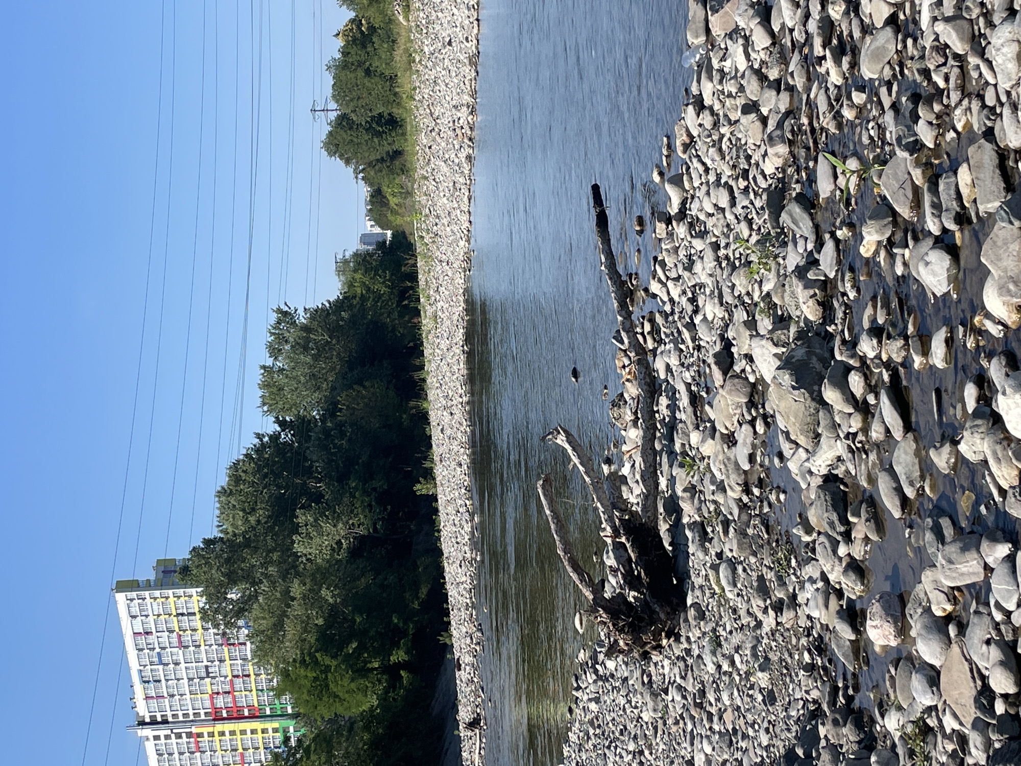 Wading and exploring a clear rocky river in Sochi