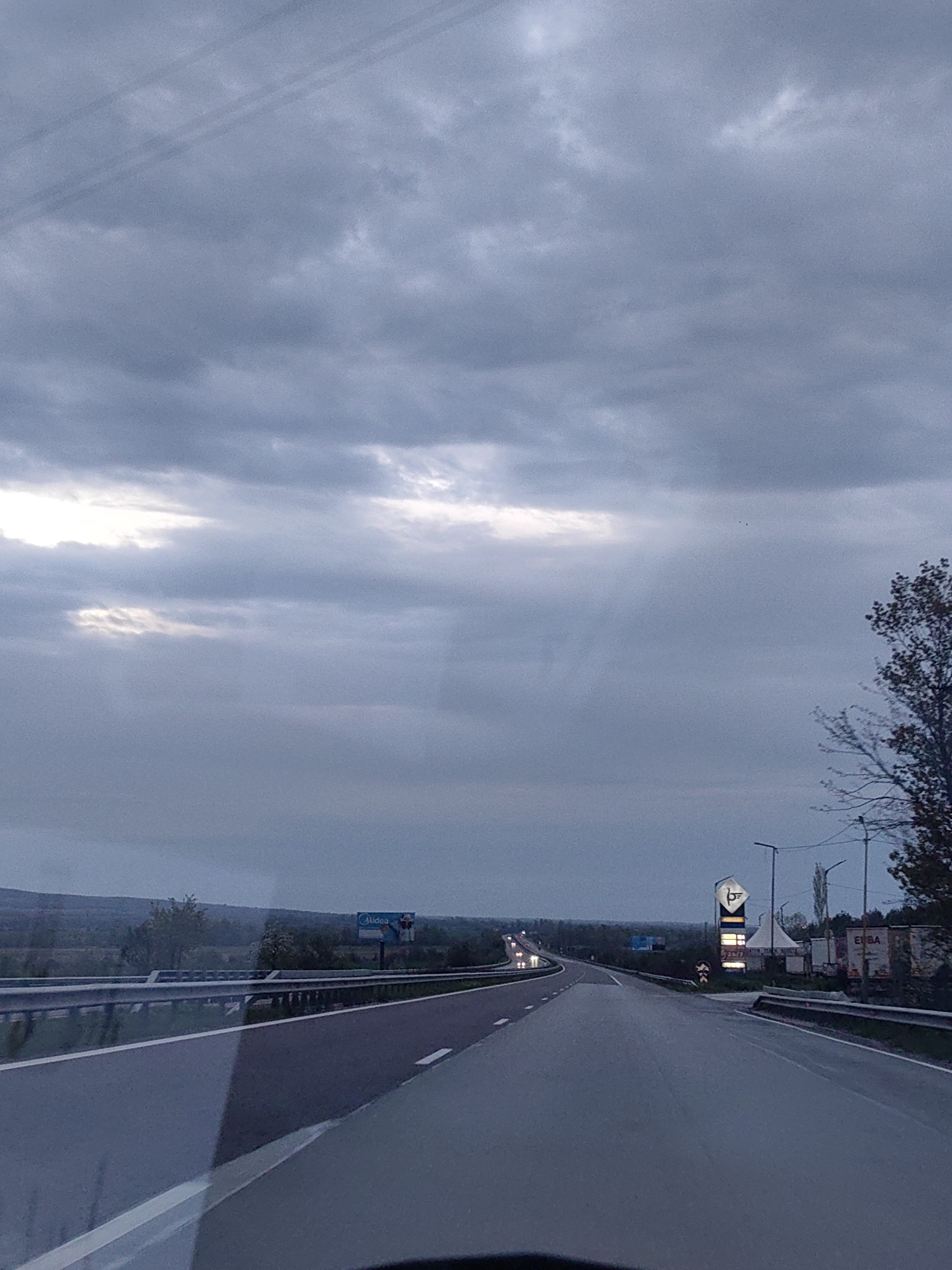 Early morning highway travel documented in Kalugerovo, Bulgaria
