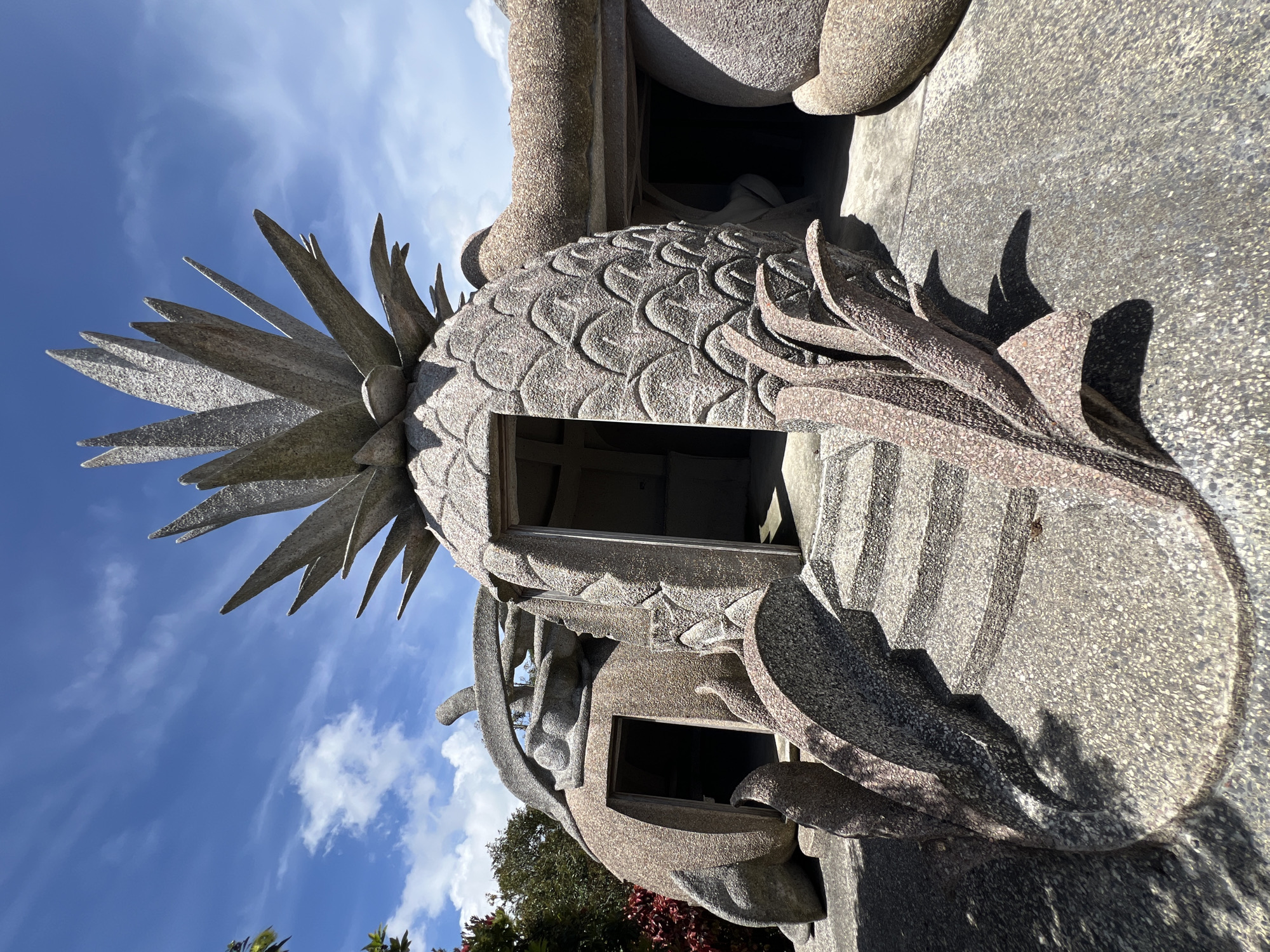 Concrete fruit sculptures in Ko Samui tropical garden