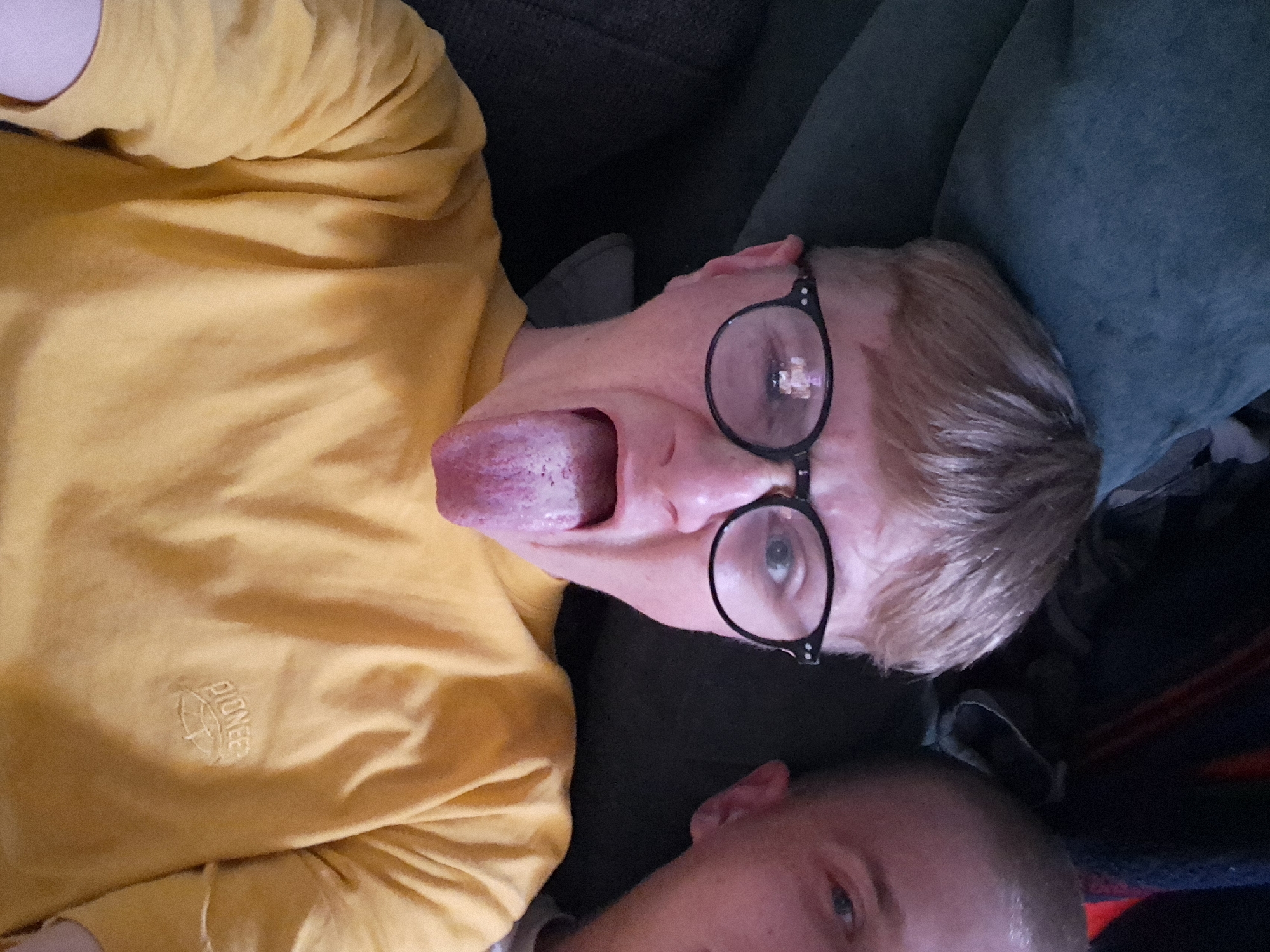 Friends lounging around, trading selfies and silly text graphics