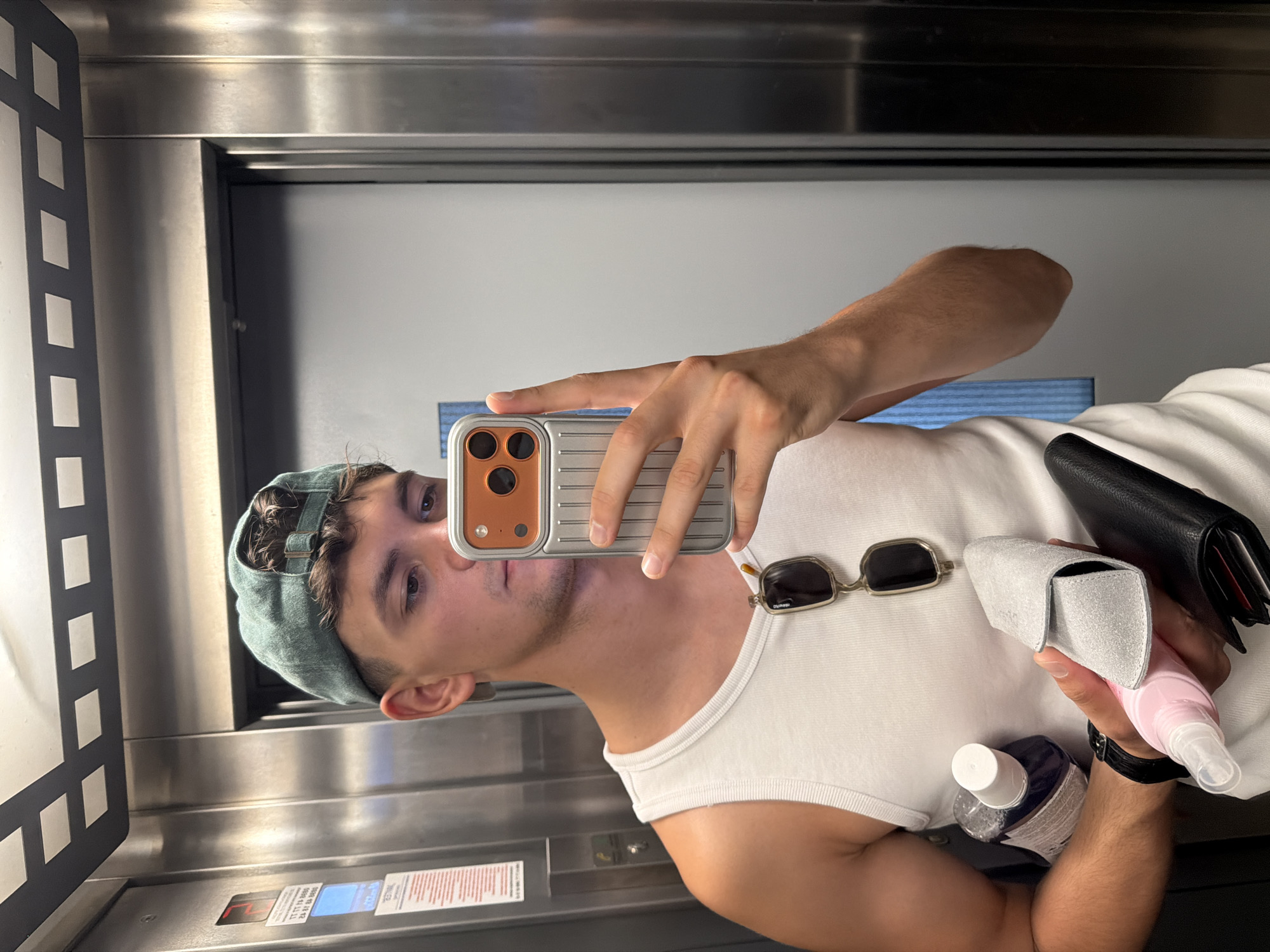 Elevator selfie with a phone rig in Blagoevgrad