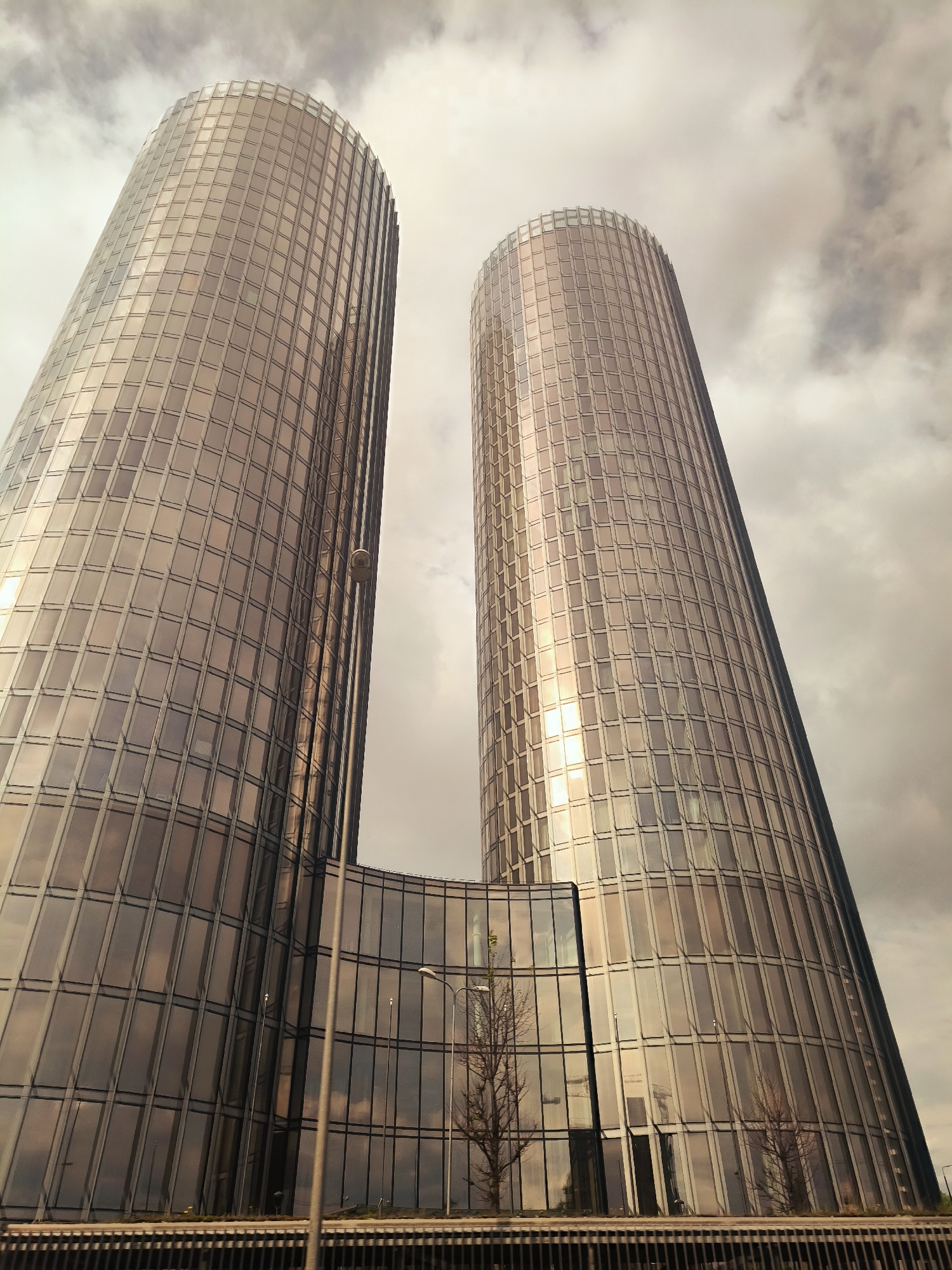 Swedbank Headquarters towers observed in overcast Riga morning