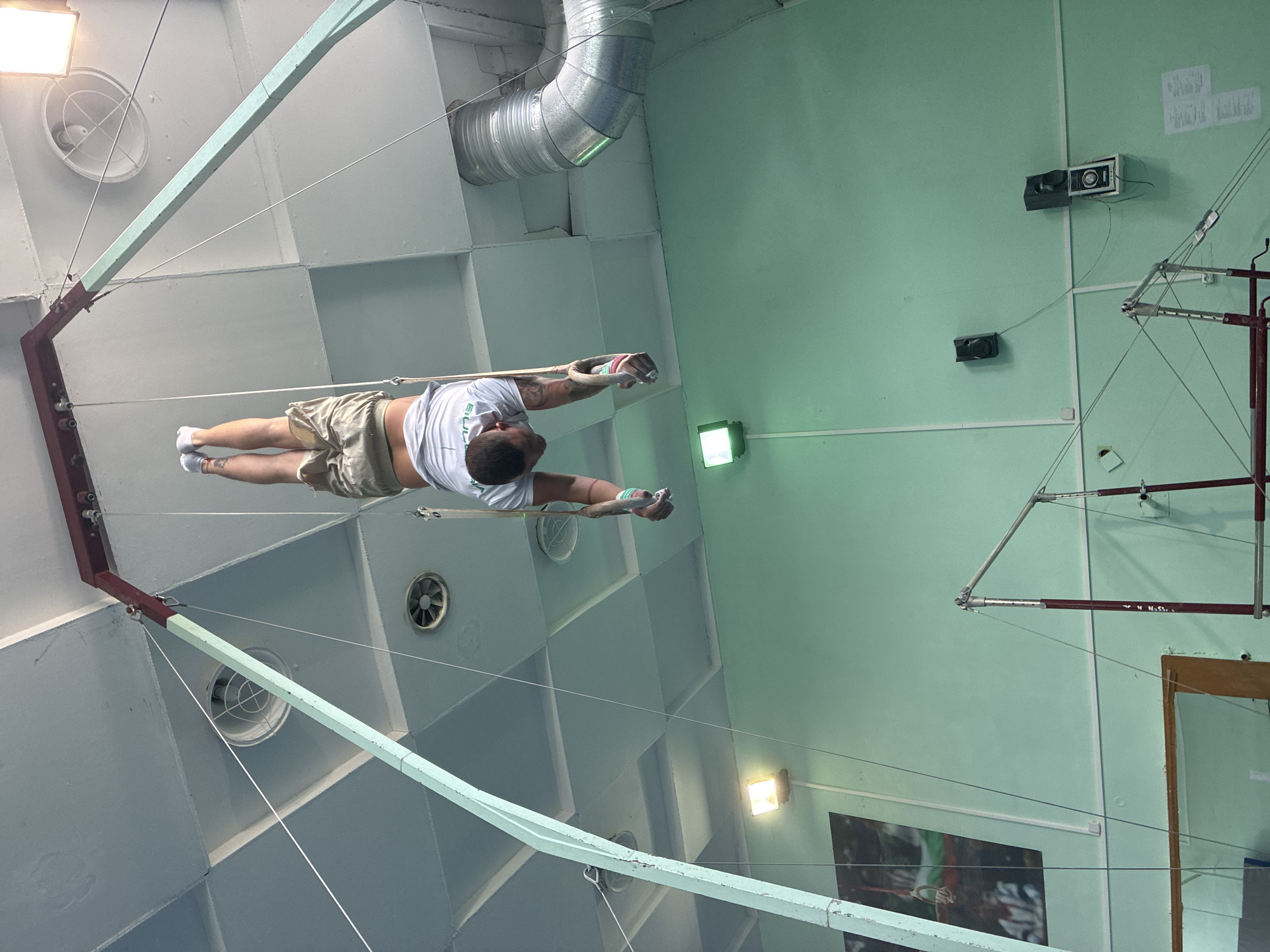 Gymnastics training session documented at Blagoevgrad gymnasium