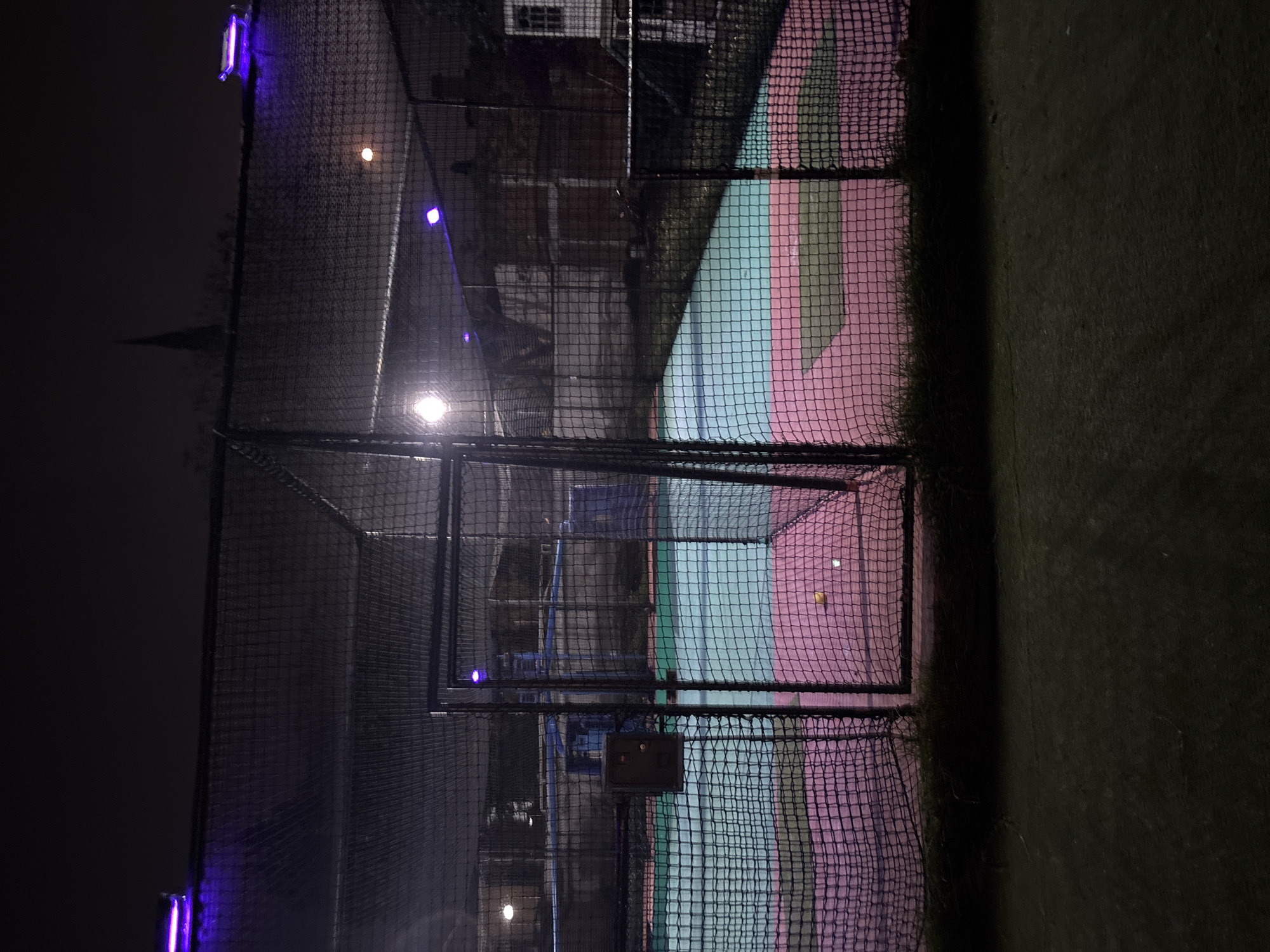 Nighttime batting cage facility documented in San Andrés Cholula