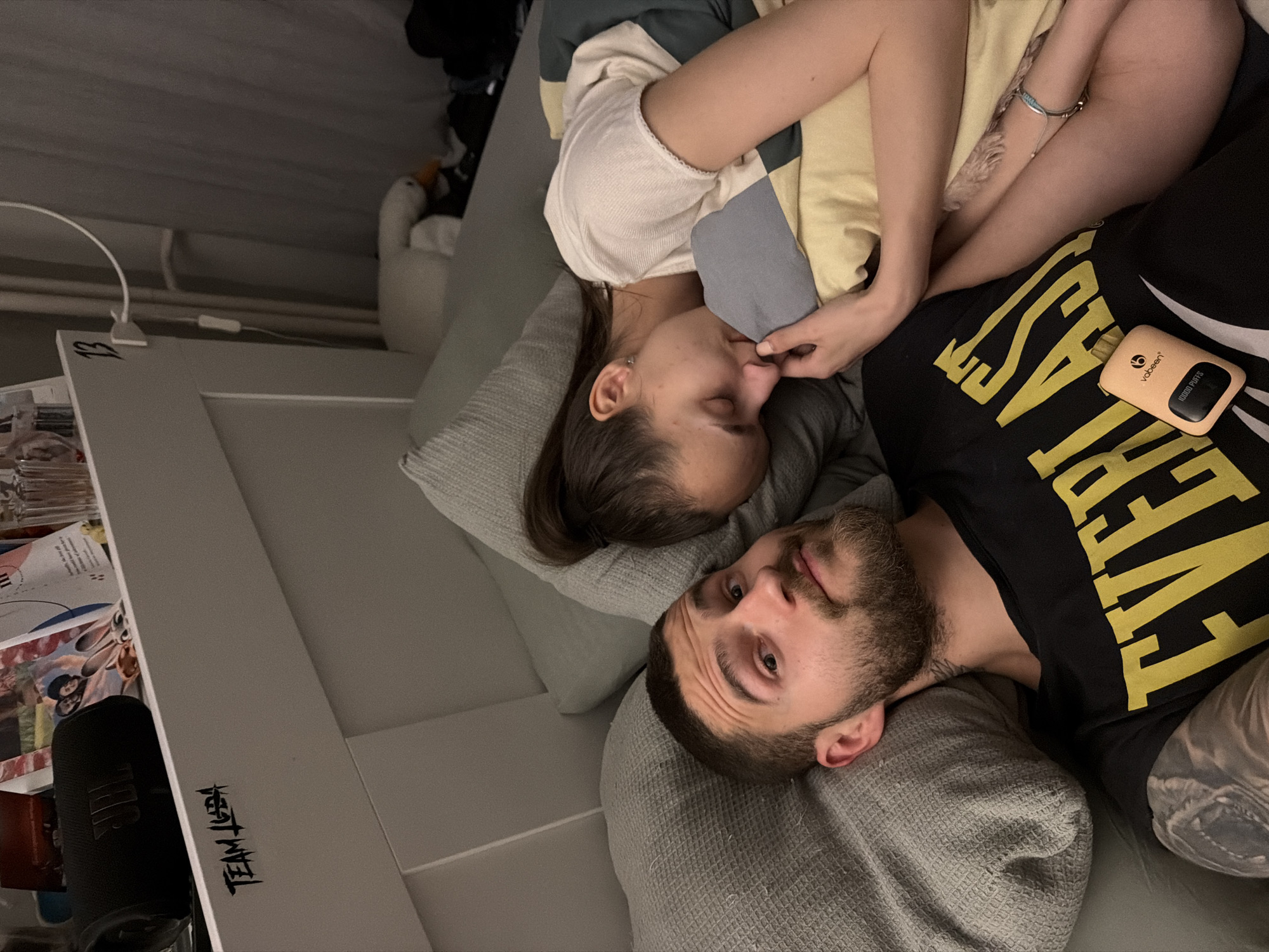 Couple photographed in intimate indoor moment in Sofia