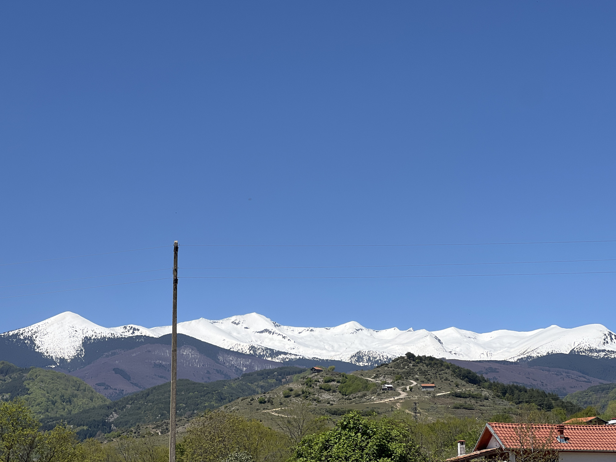 Spring morning landscape documentation in rural Bulgarian mountain village