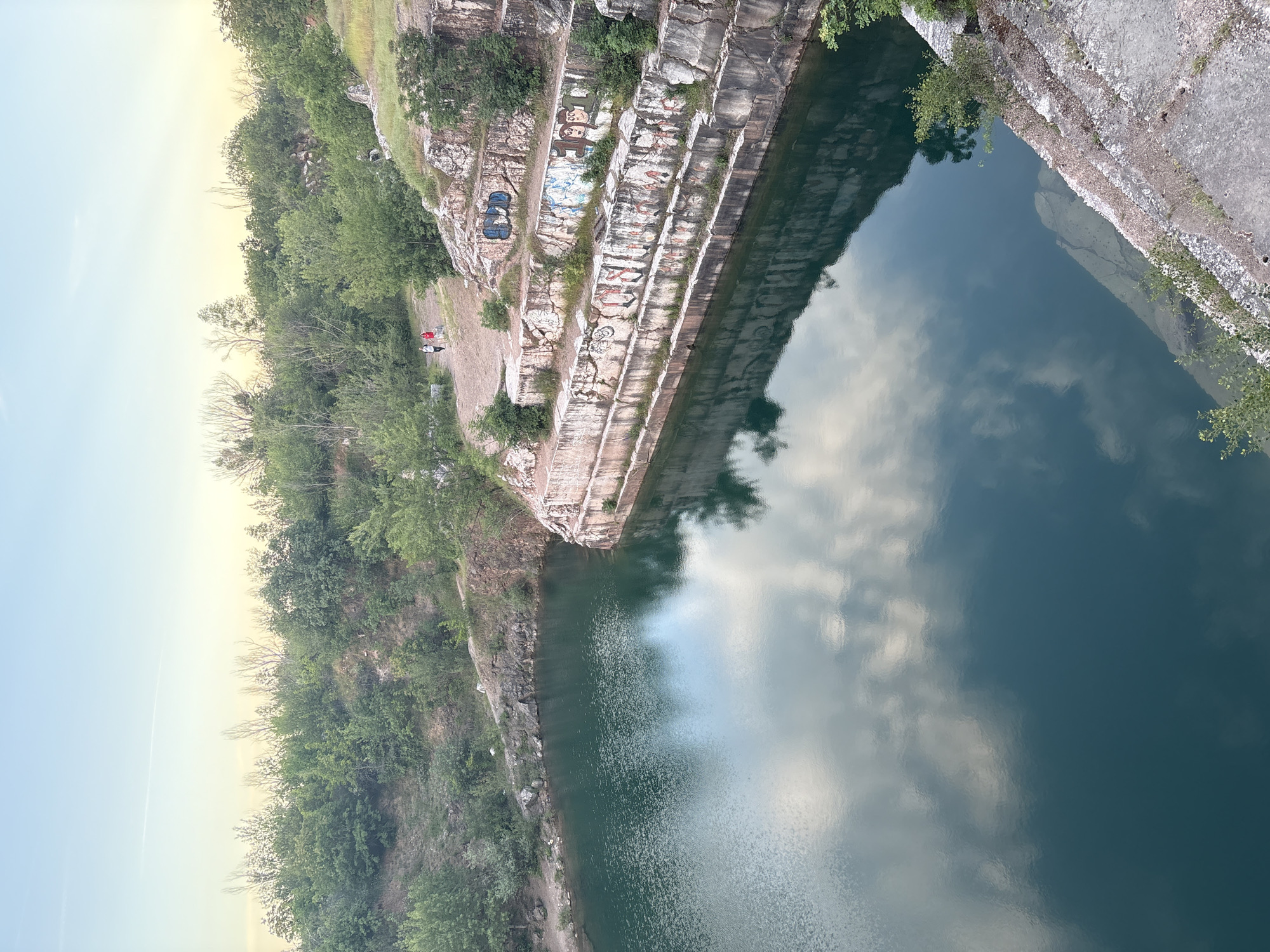 Quarry with graffiti, vegetation documented in Pravoslav, Bulgaria
