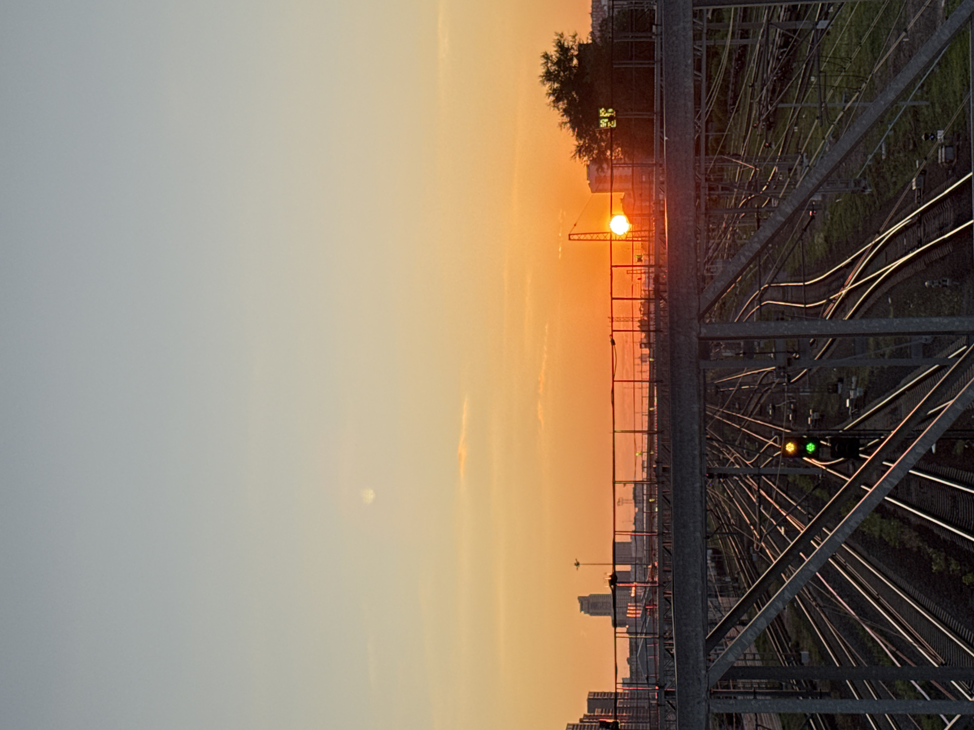 Moscow's D3 commuter train caught from ground and air at sunset