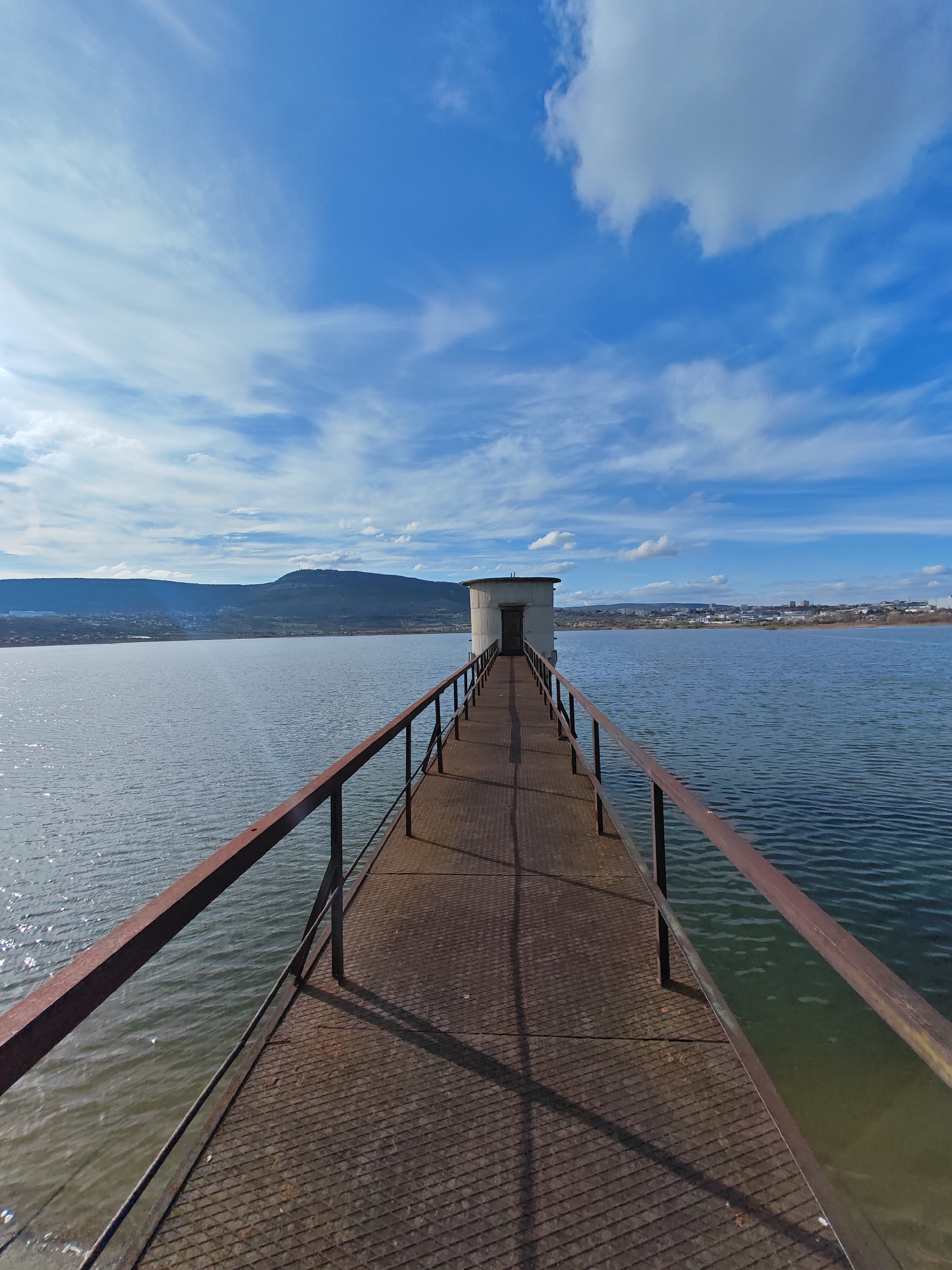 Person visits waterfront infrastructure facility near Shumen