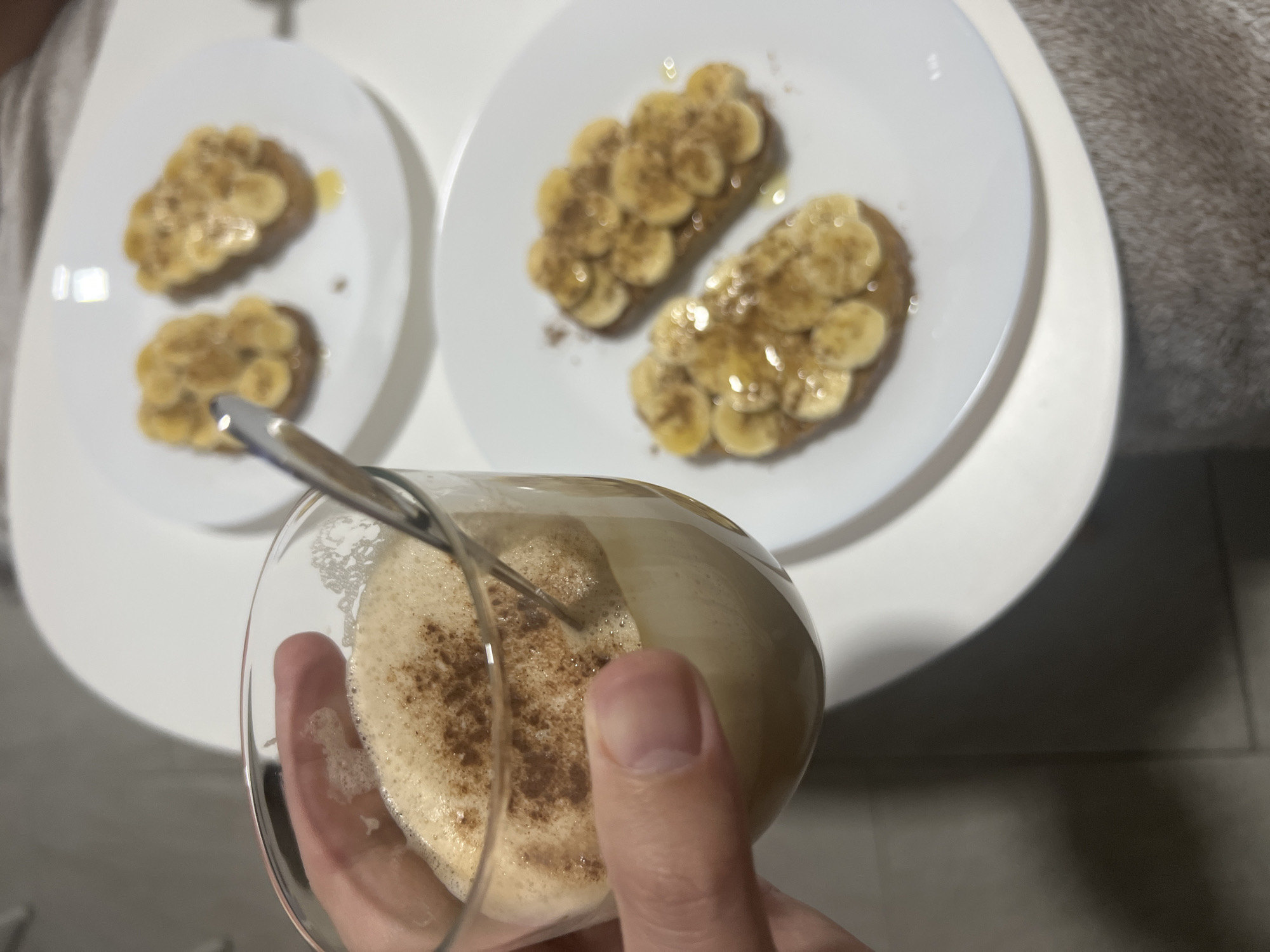 Banana toast breakfast documented in Mogán, Spain