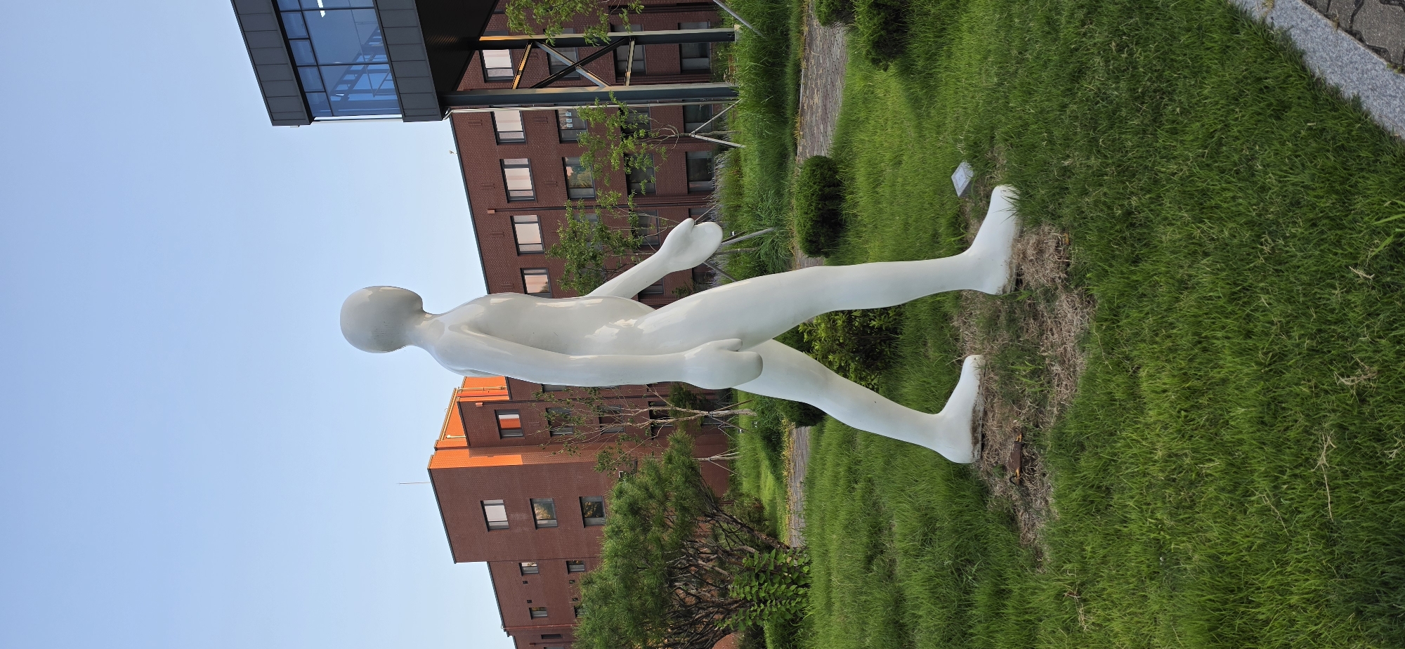Strolling a sculpture-dotted campus in Cheongju at golden hour