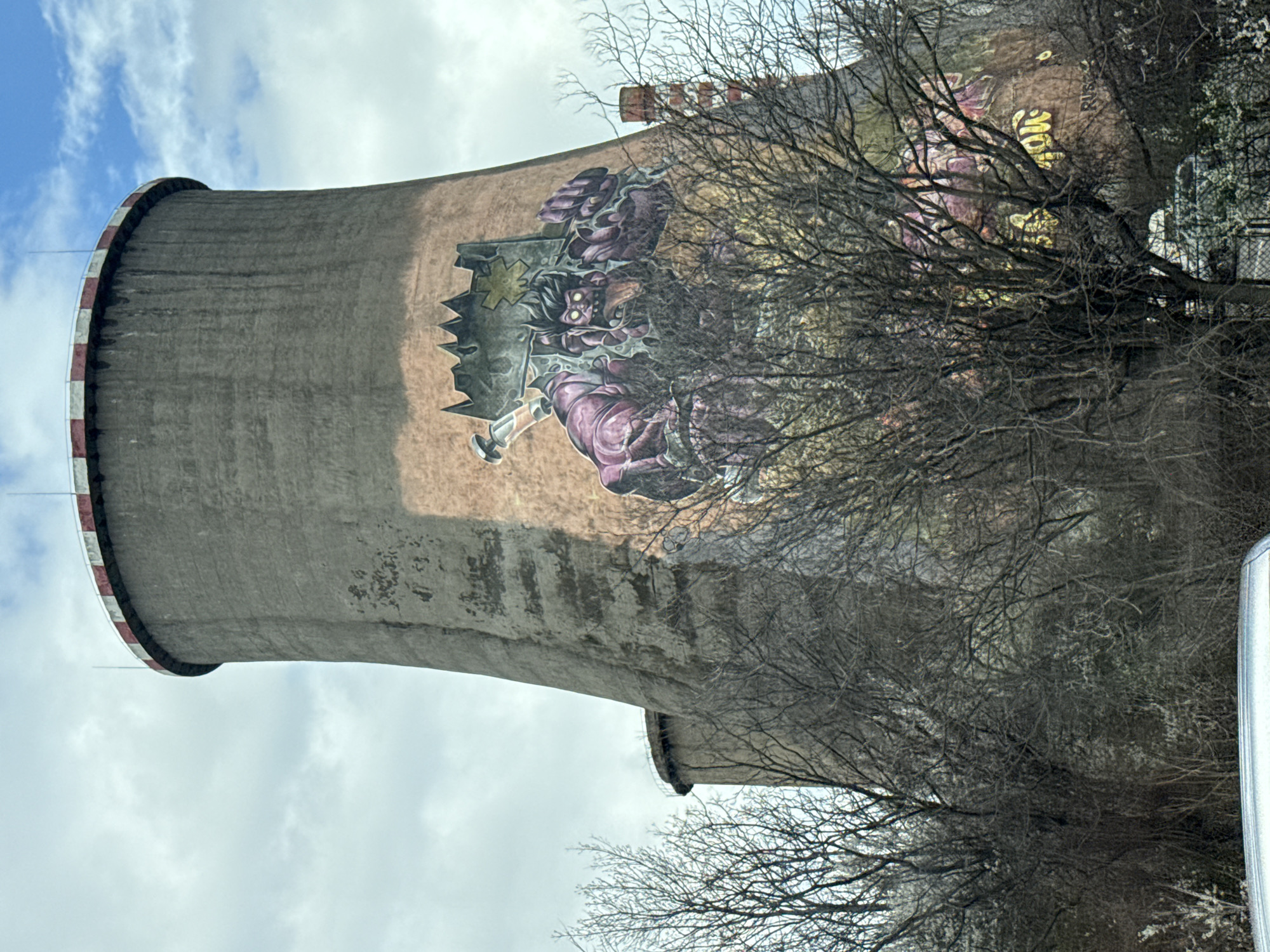 Mural of crowned figure spotted on Sofia cooling tower