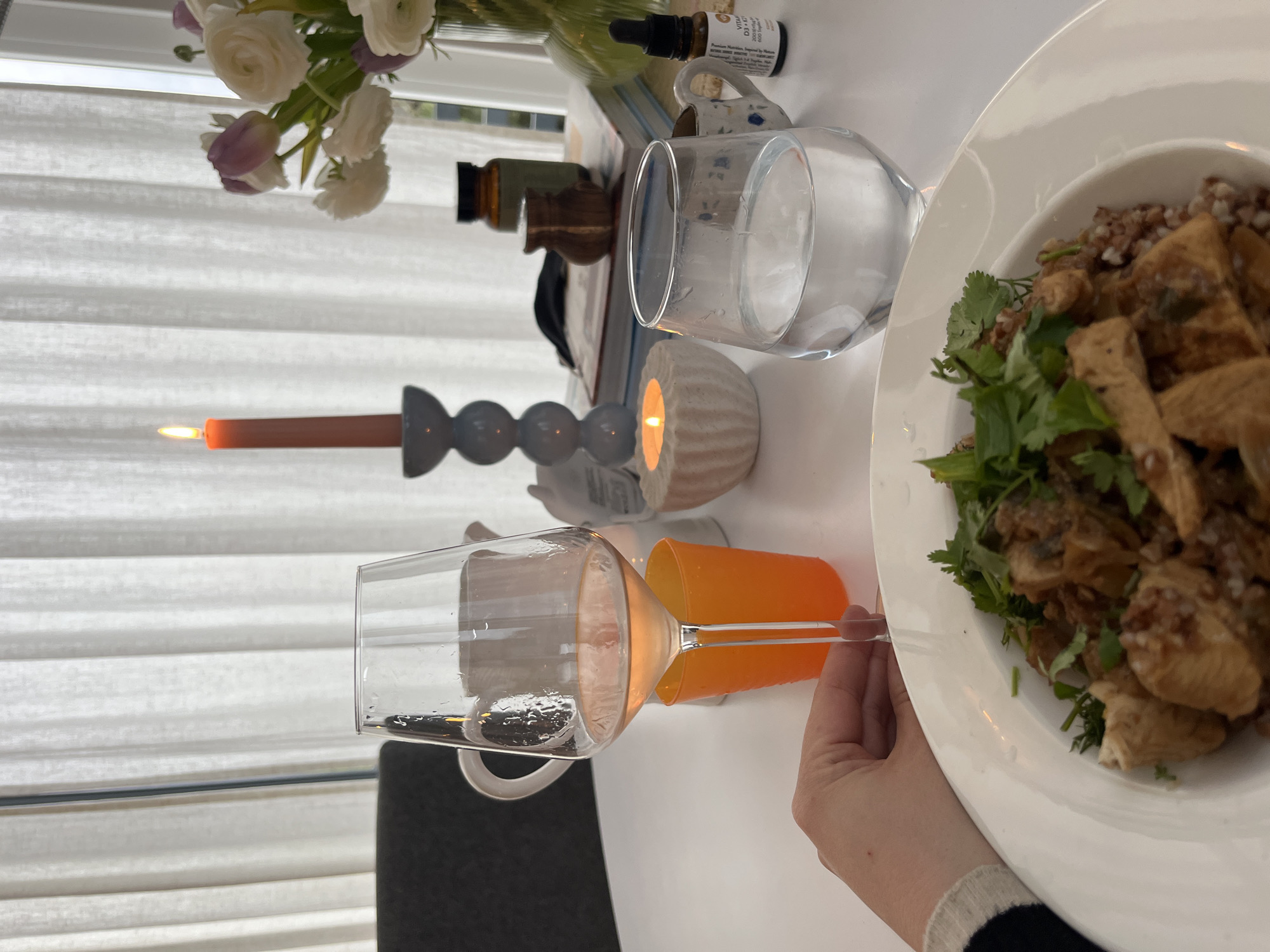Evening dinner documented with pet in German homes