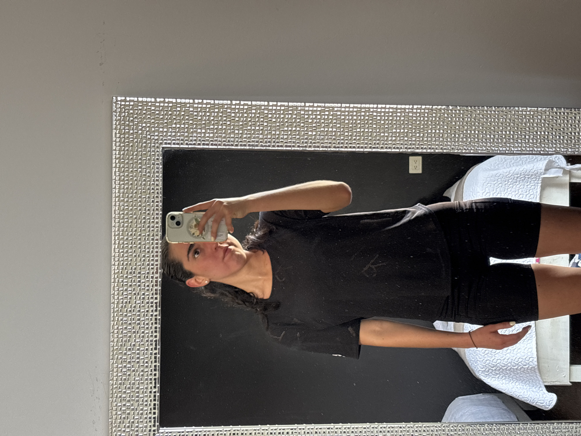 Woman takes mirror selfie in San Bernardino Tlaxcalancingo