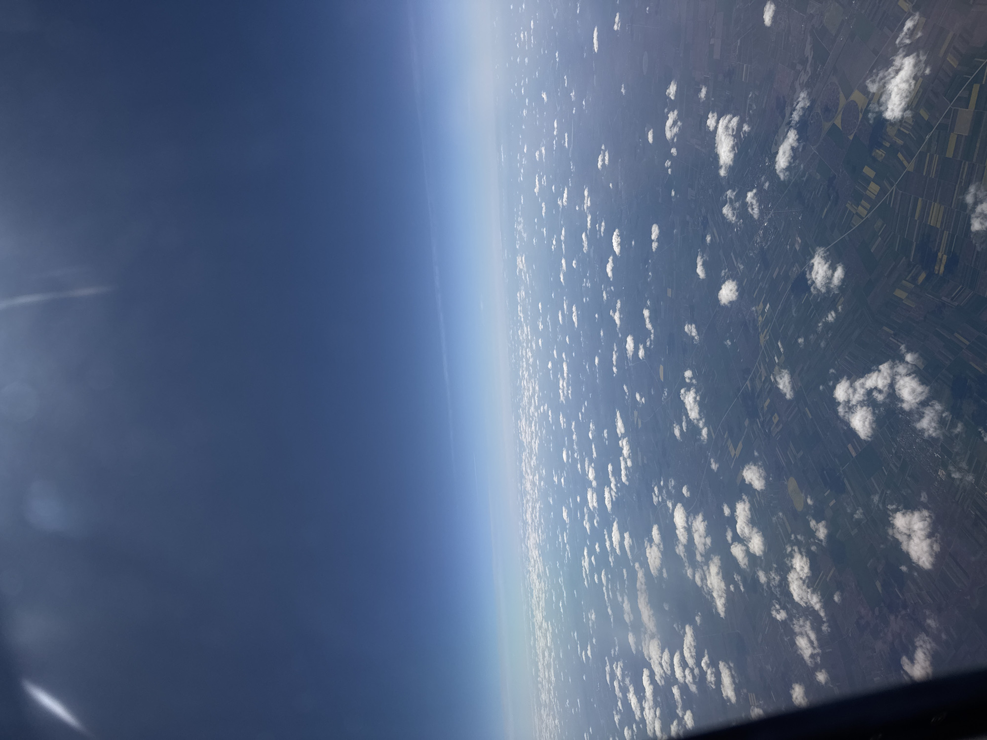 Passenger documents aerial views during flight over Sofia Bulgaria