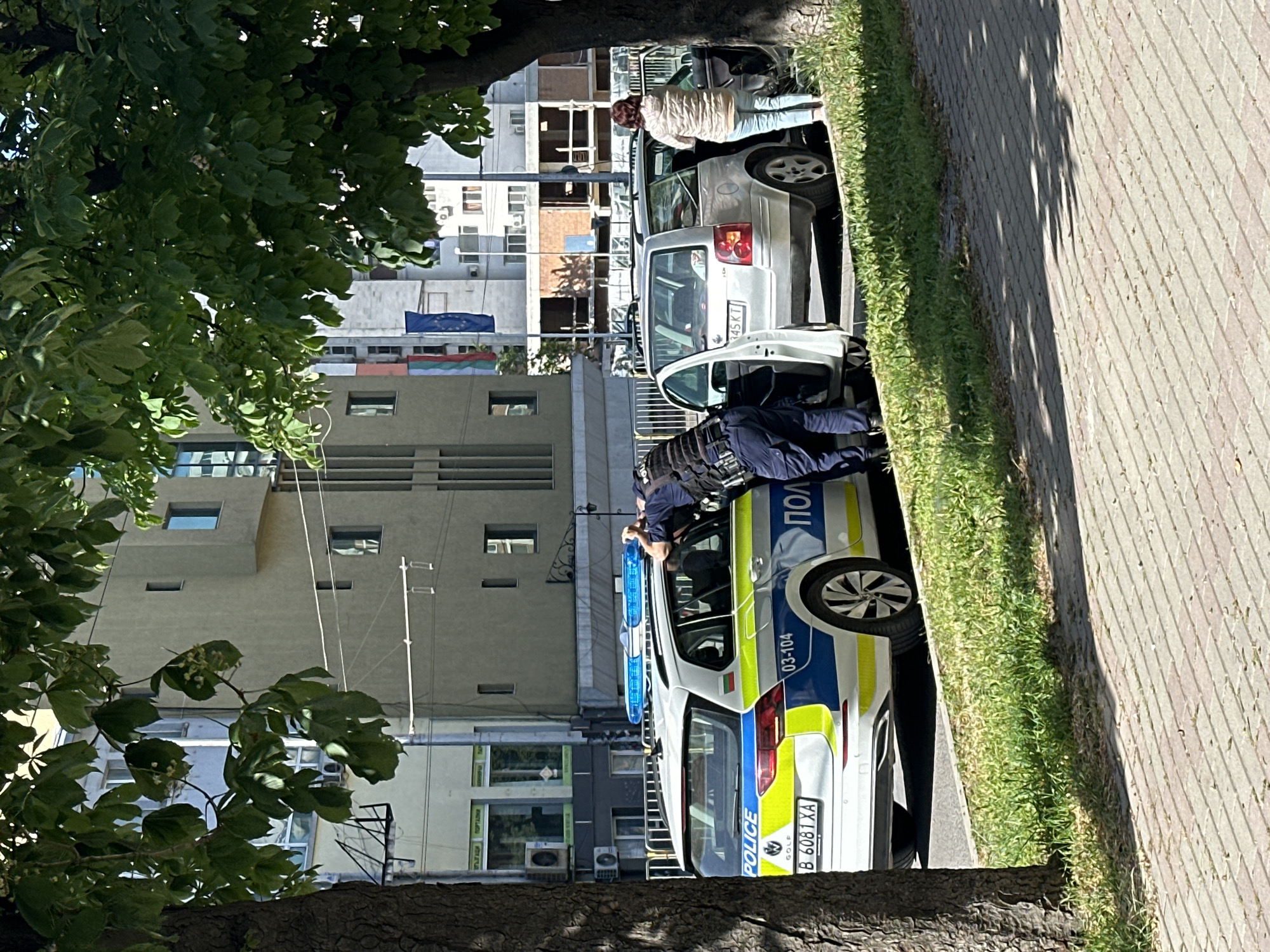 Morning street scenes documented in Varna, Bulgaria include police presence