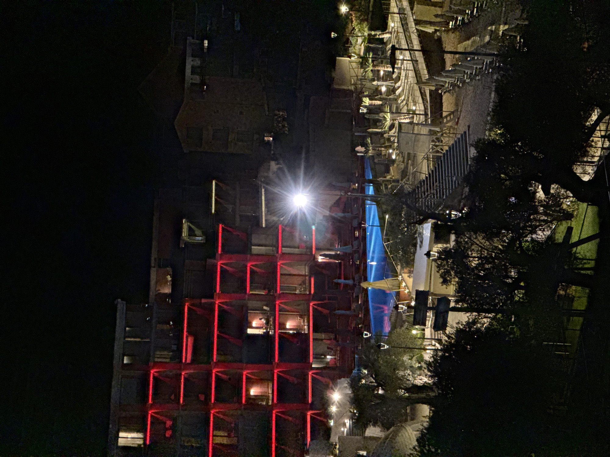 Late-night scenes across a quiet Montenegrin coastal resort