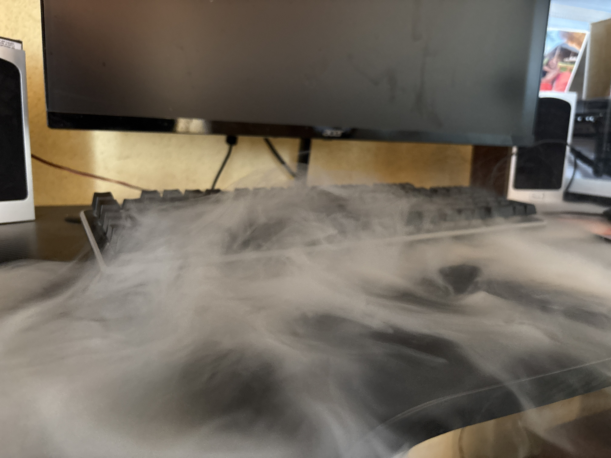 Smoke obscures indoor and outdoor areas in Dobrich, Bulgaria