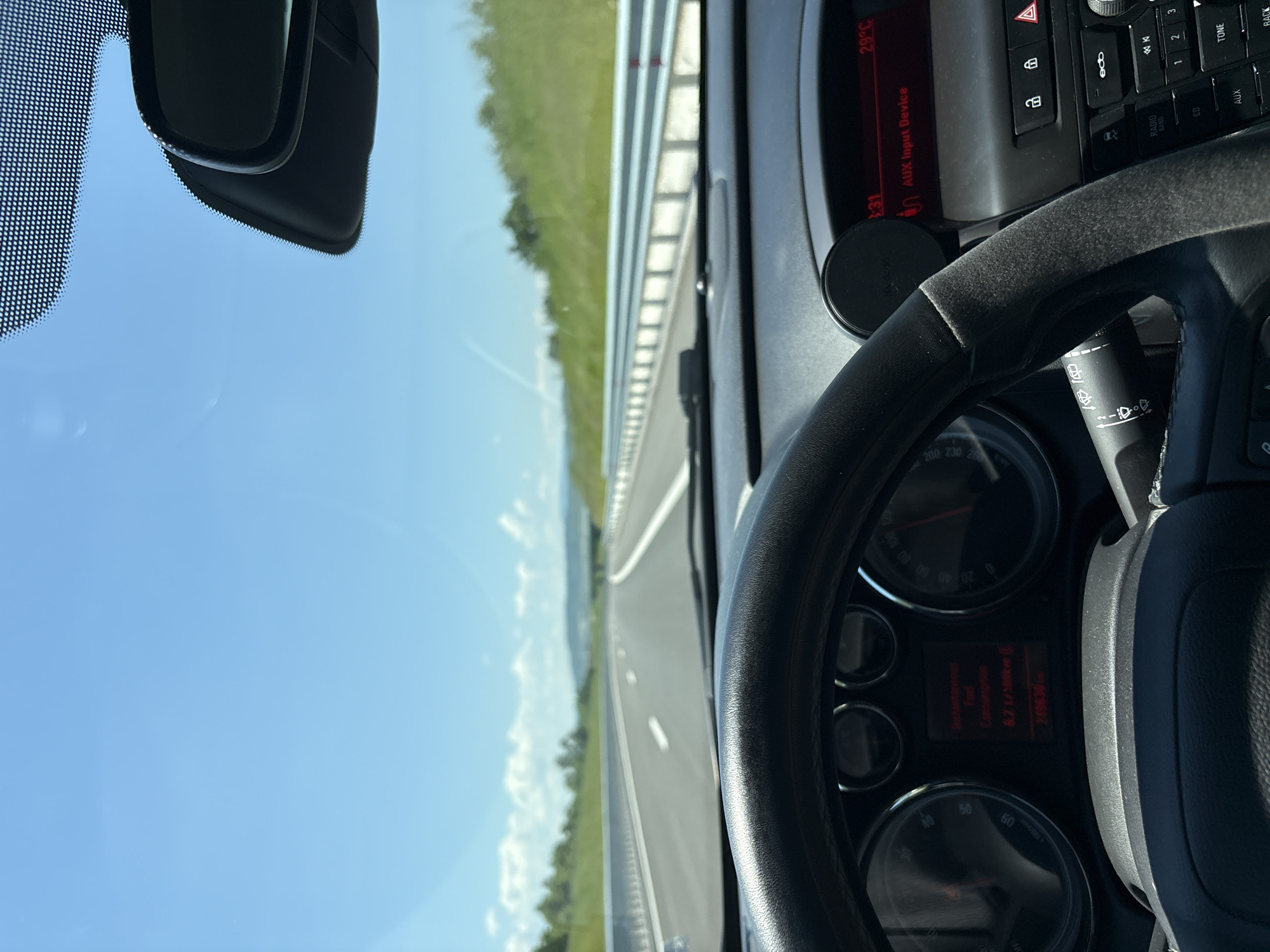 Car interior documented in Toros, Bulgaria showing dashboard view