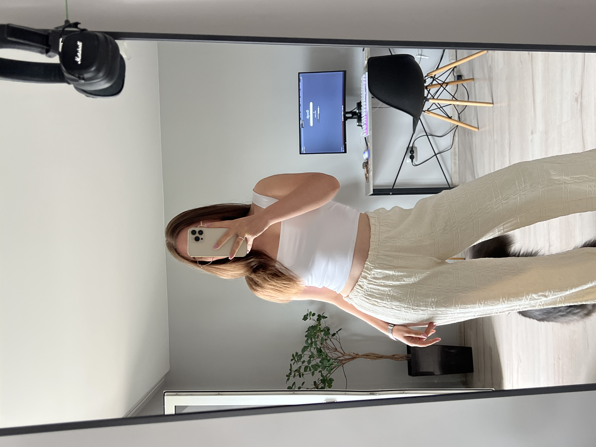 Mirror selfie session in a Ternopil room, multiple angles