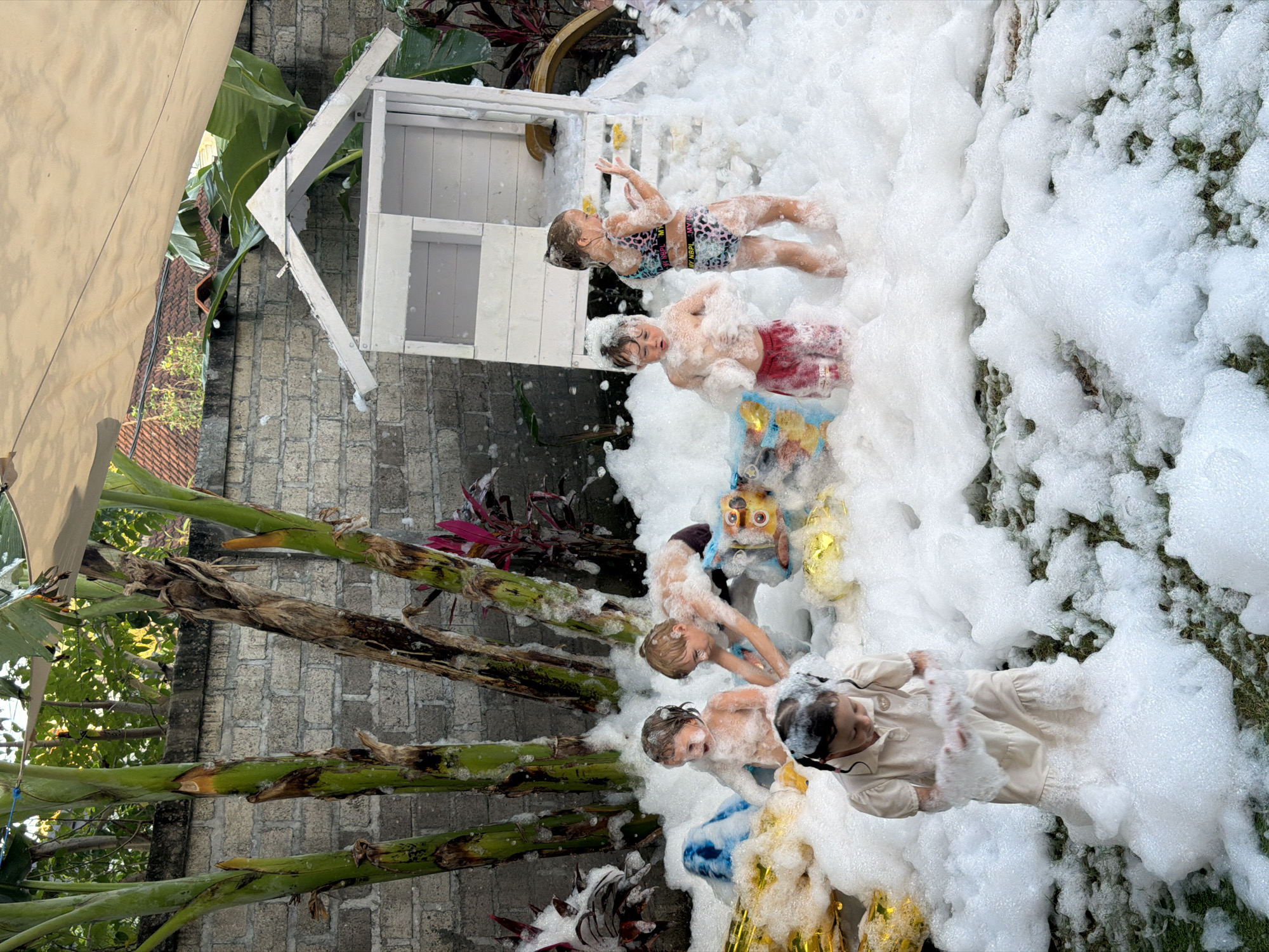 Children enjoy foam party in Kuta Selatan Indonesia