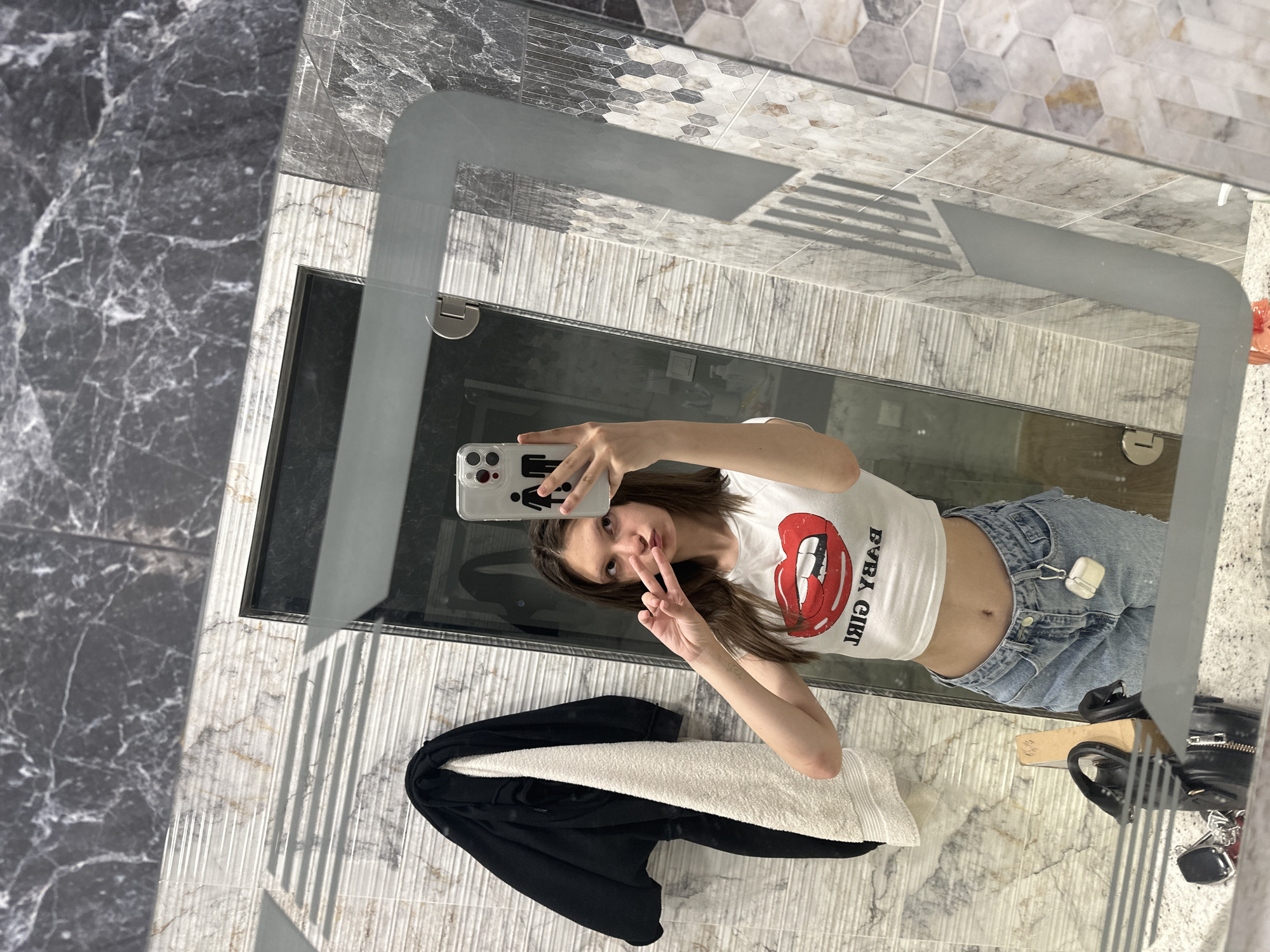 Late night selfie session in Sofia bathroom