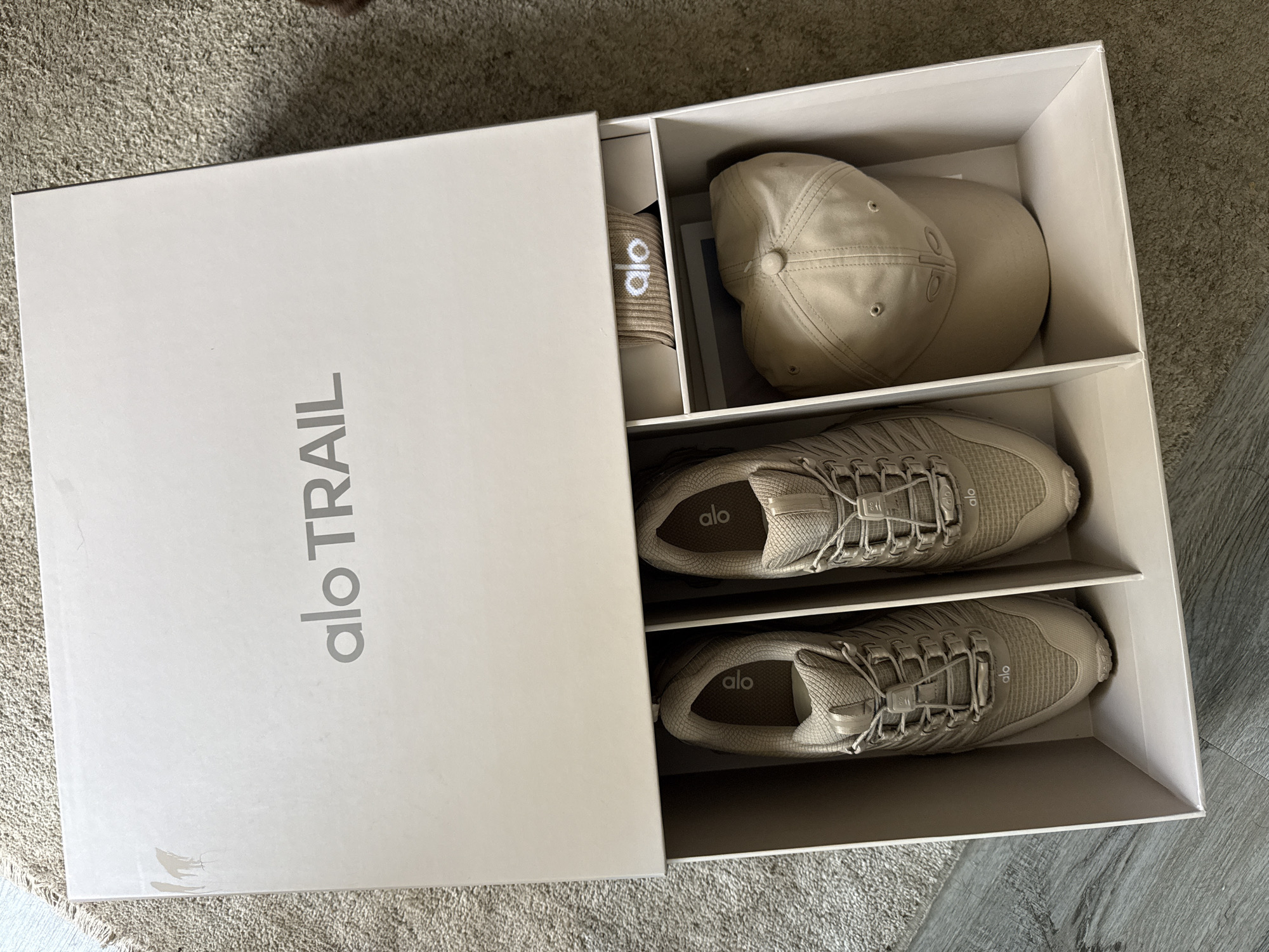 Alo Trail merchandise unboxed in Los Angeles