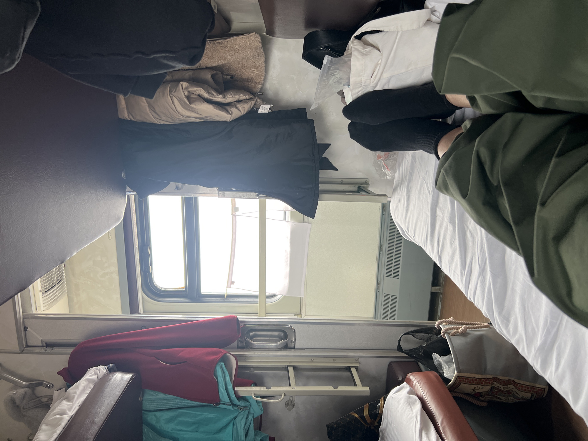 Train passenger documents compartment interior near Tayshet, Russia