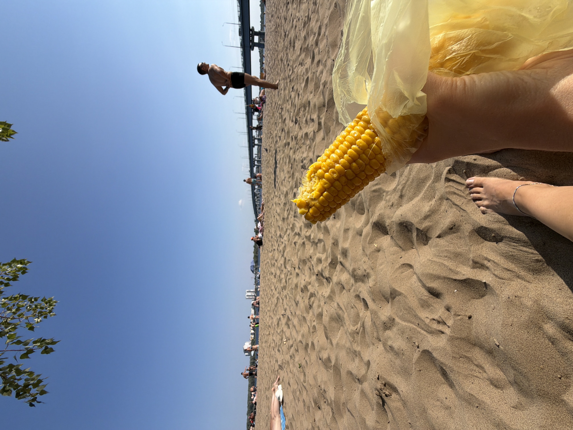 Corn, cowboy hat, and sand on the Engels riverbank
