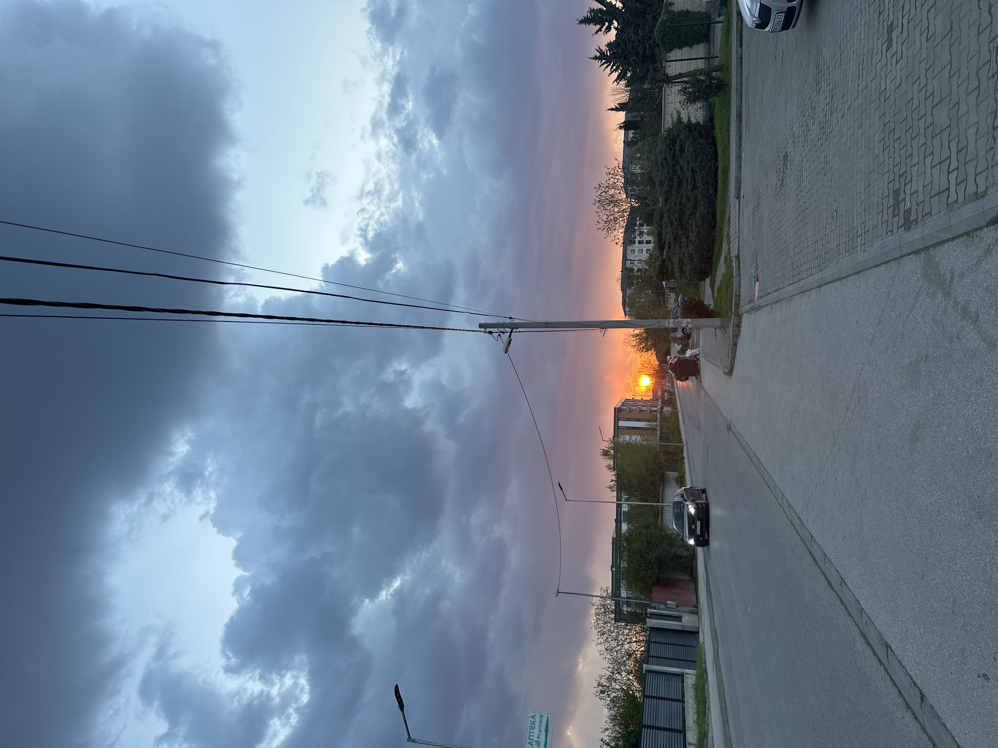 Sunset evening documented at Plovdiv fast-food location