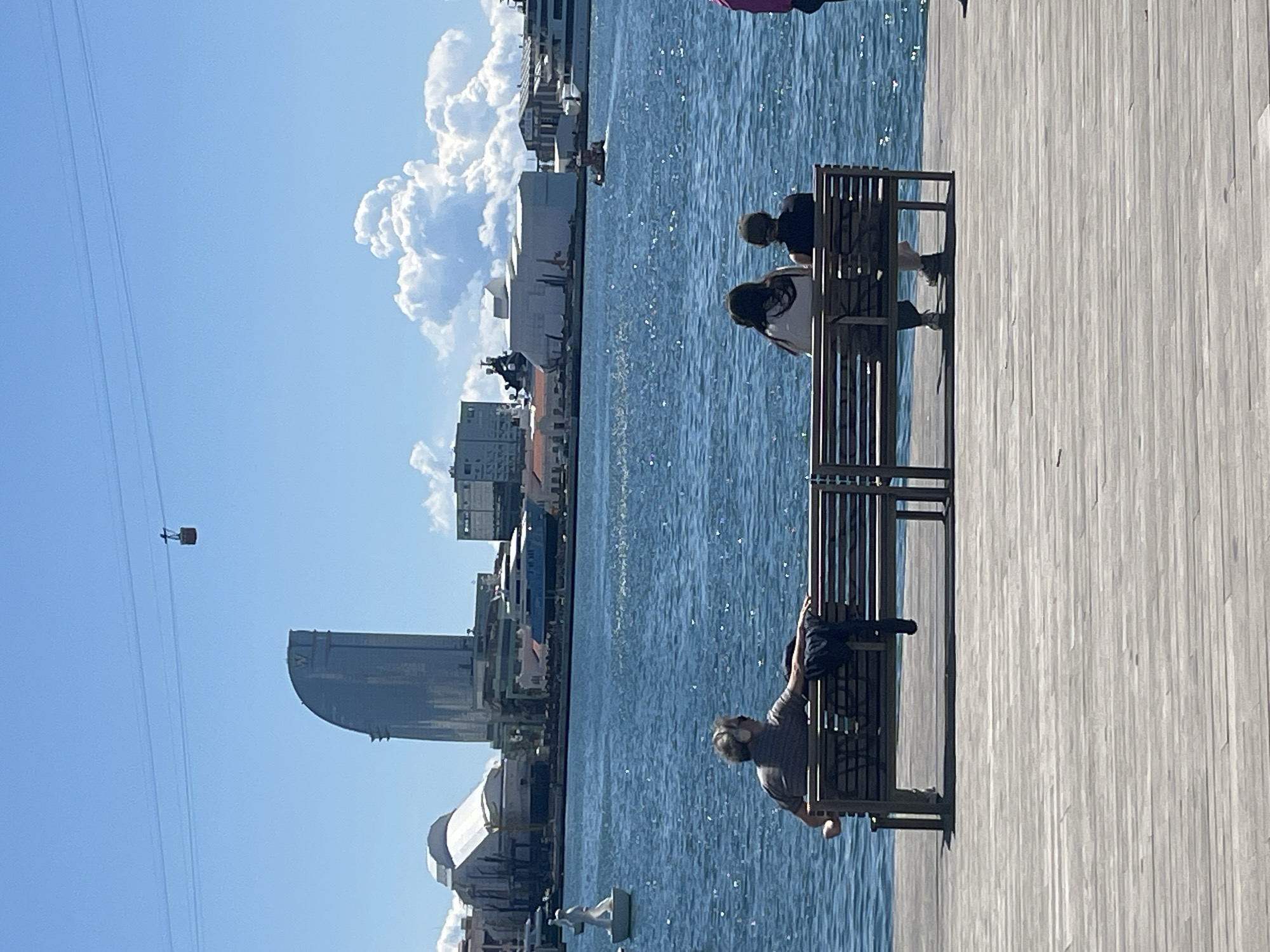 Barcelona waterfront draws morning visitors under clear skies