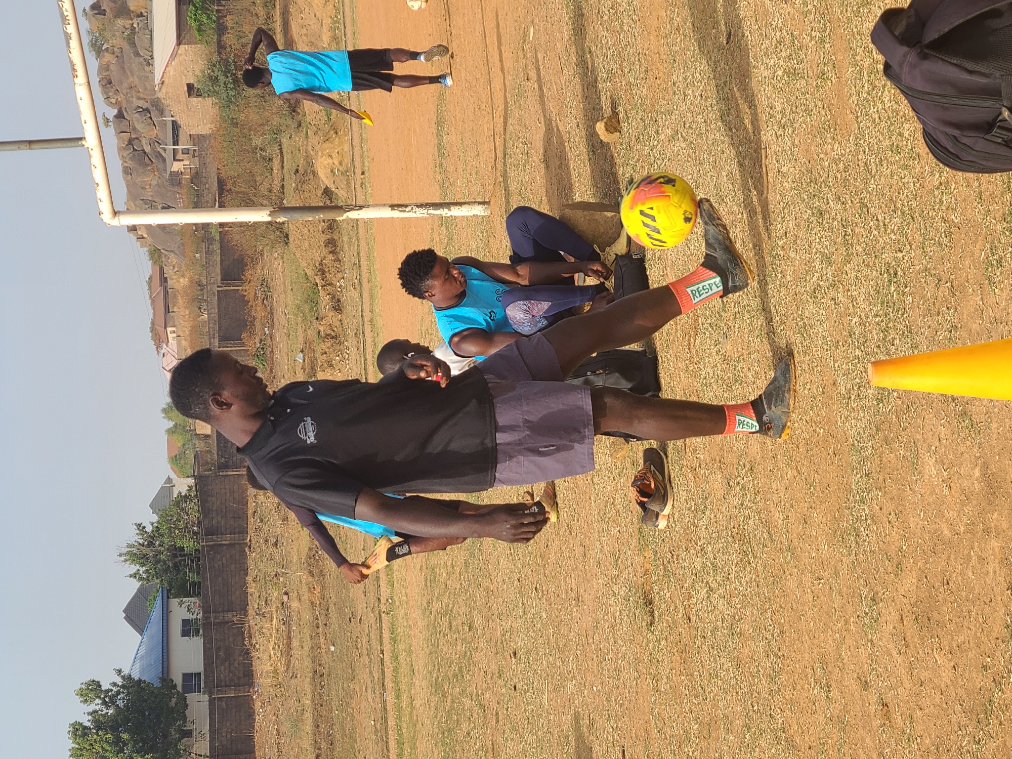 Young men hold football training session in Nigeria