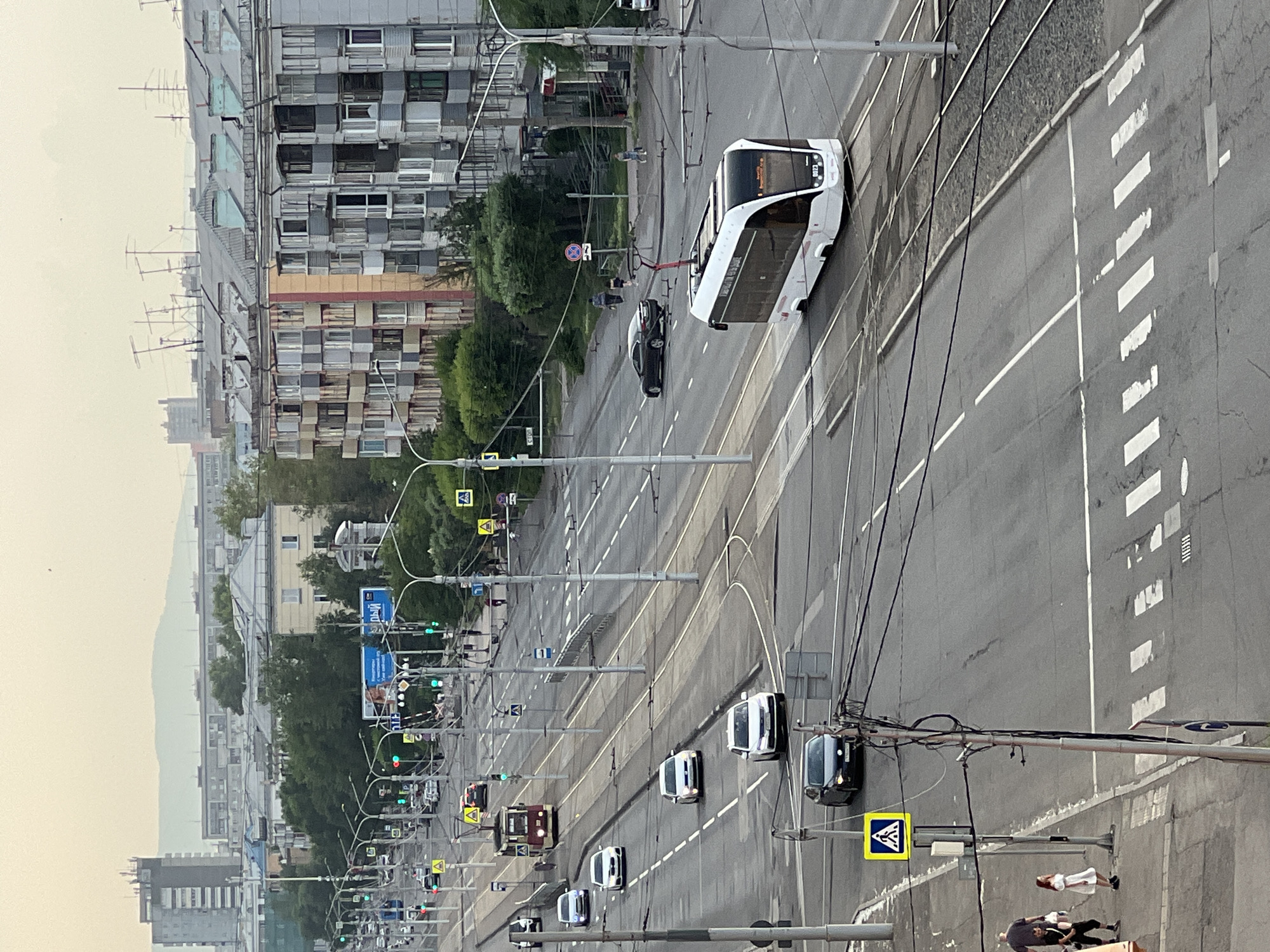 Street-level and aerial views of central Krasnoyarsk architecture