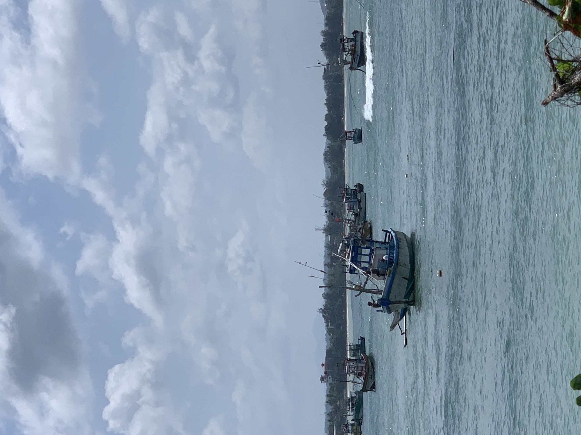Colorful fishing boats along Sri Lanka's southern shore