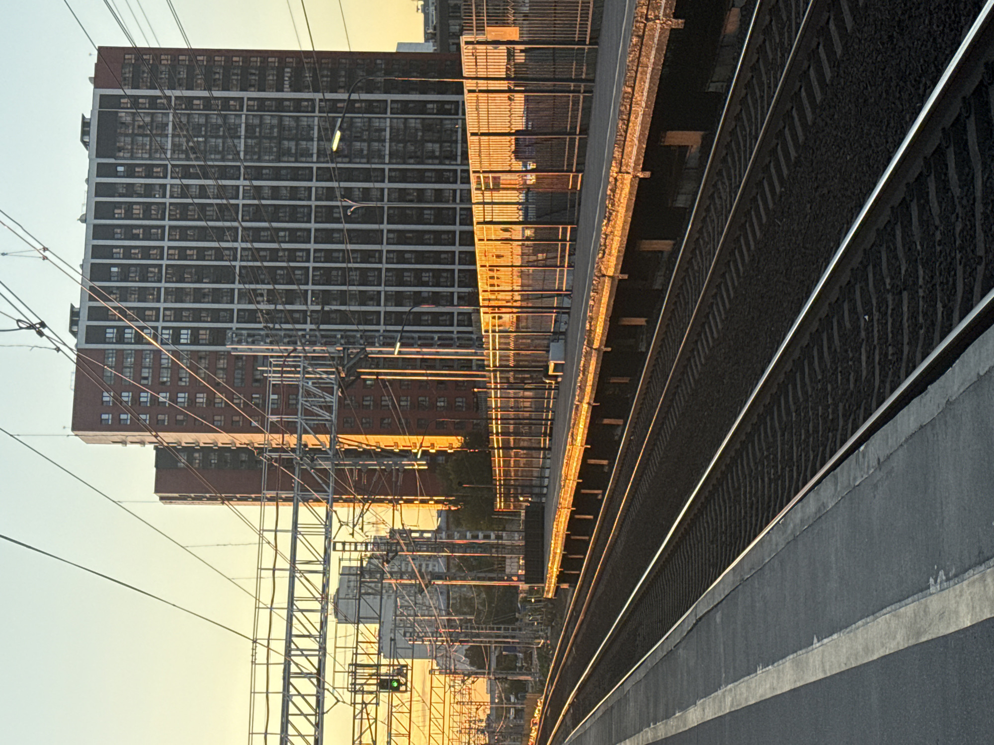 Khimki commuter train at sunset, platform to carriage