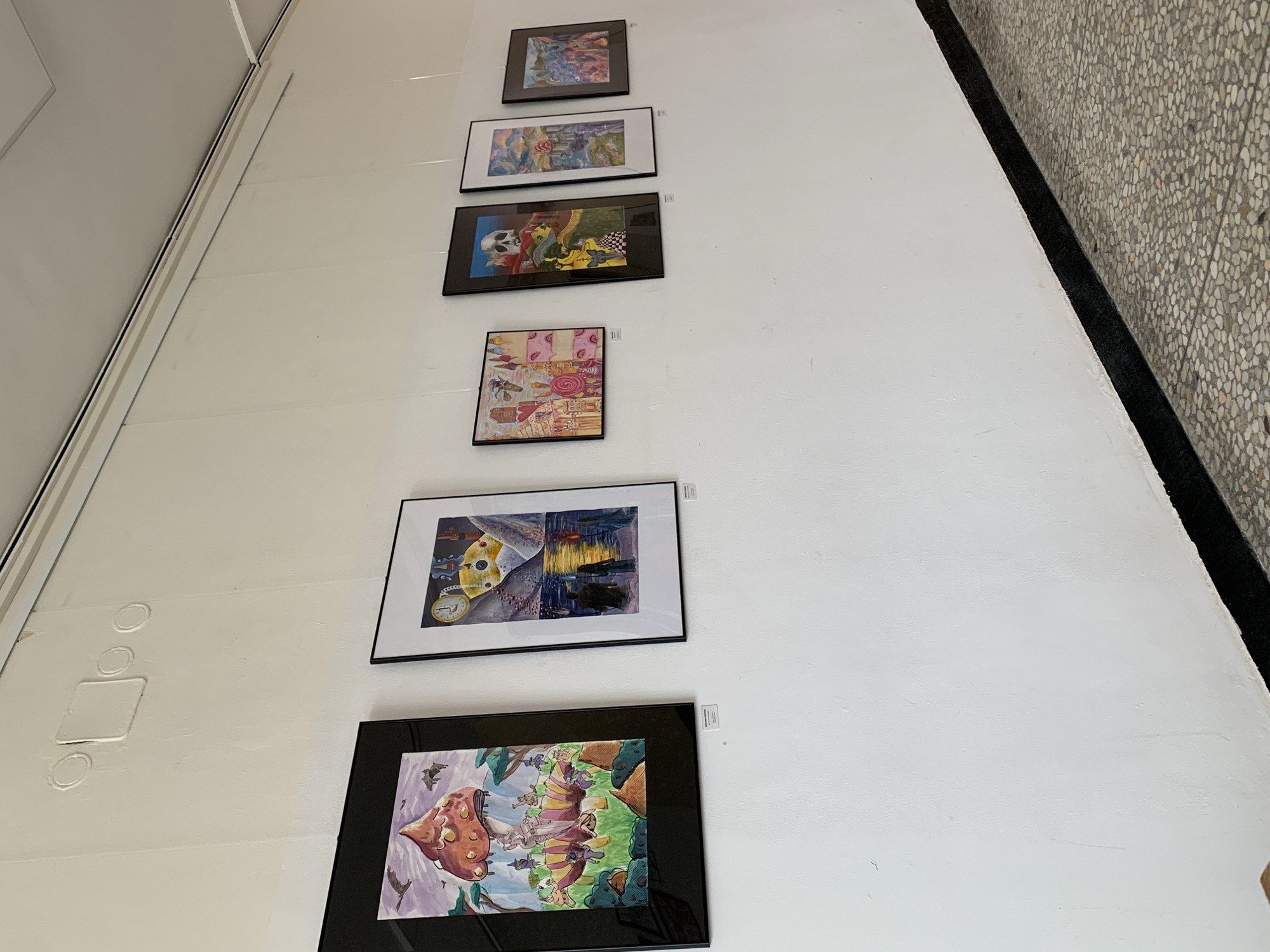 Art exhibition displays watercolor paintings in Sofia gallery space