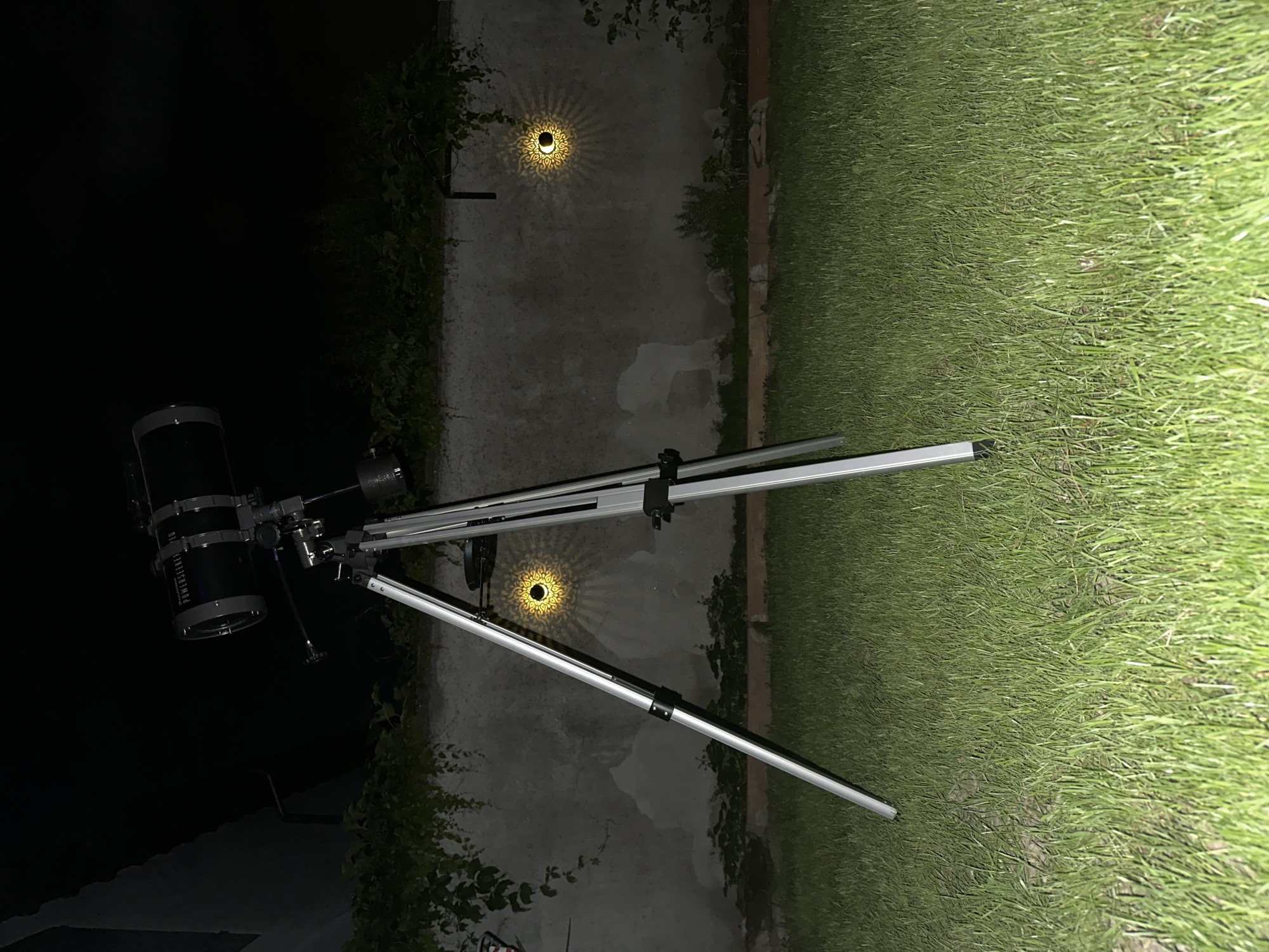 Nighttime stargazing session documented in Villa Pasquali garden