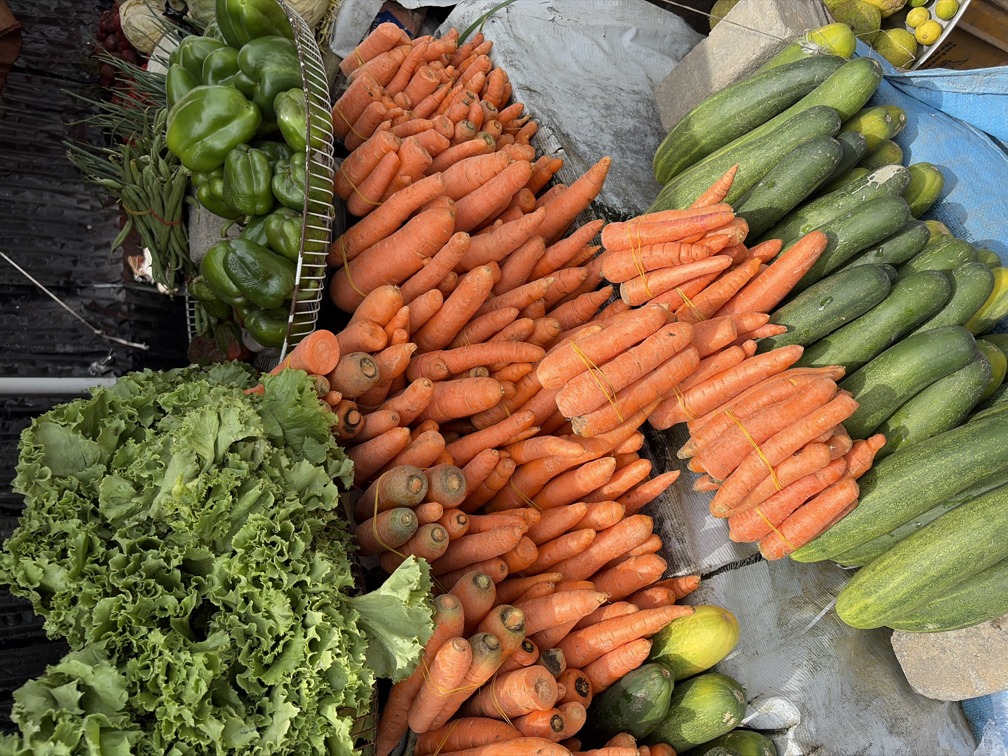 Fresh produce market stall documented in Igboefon, Nigeria