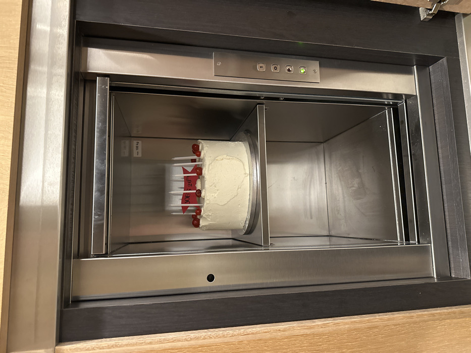 Birthday cake spotted in London service elevator