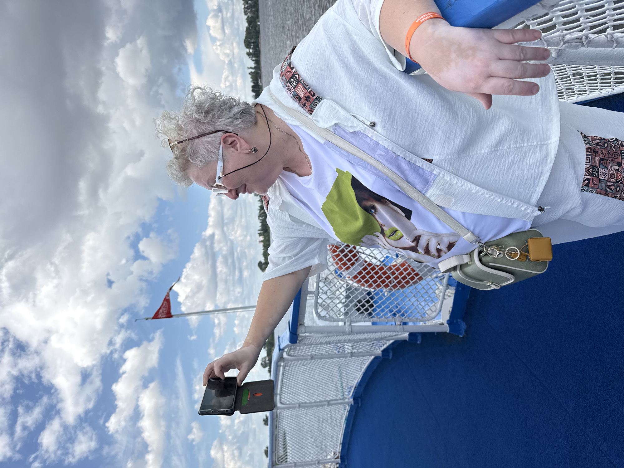 Boat trip on a Russian waterway, sunny July morning