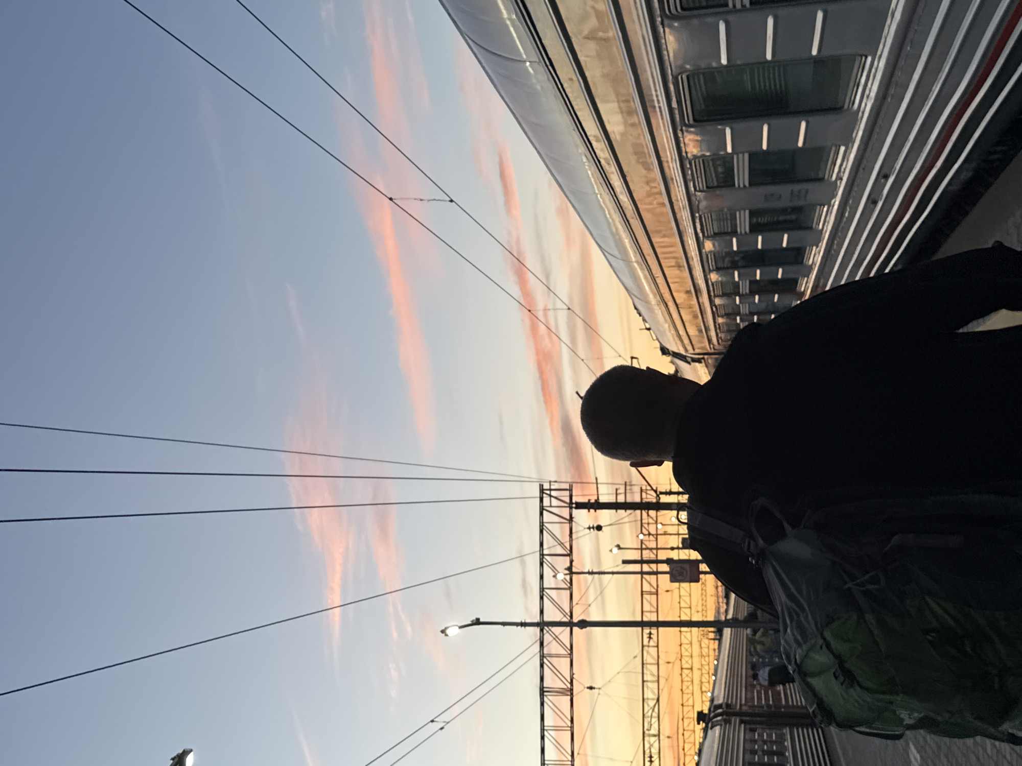 Boarding a Moscow overnight train at golden hour