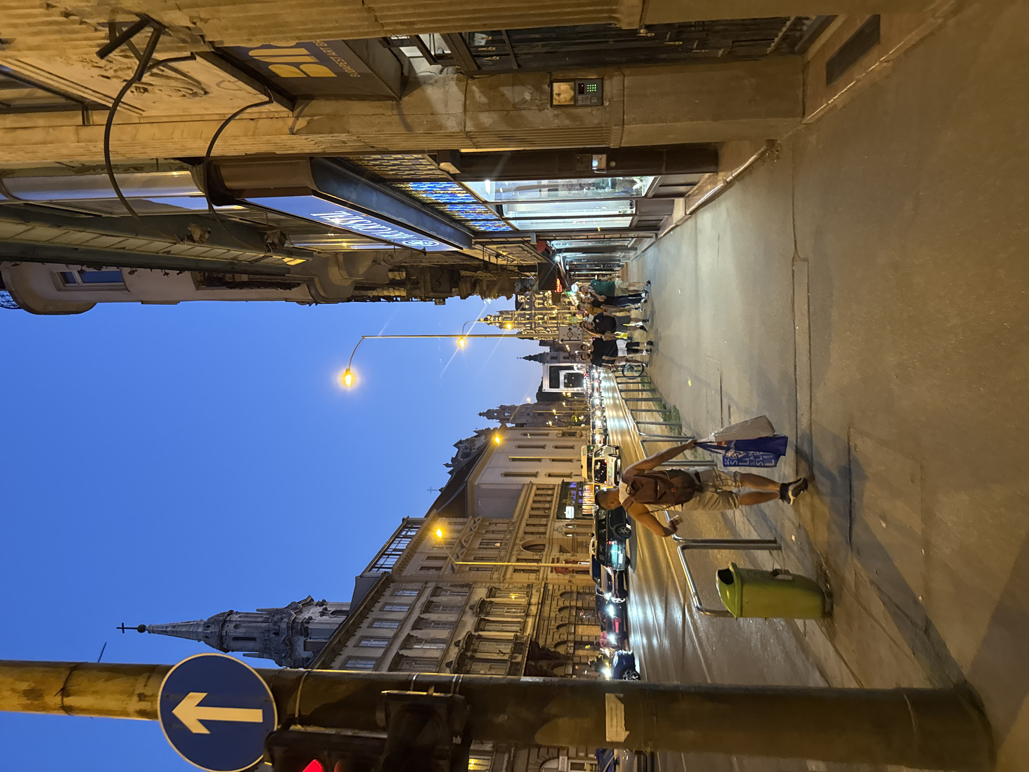 Budapest streets and terraces at dusk, June 2026