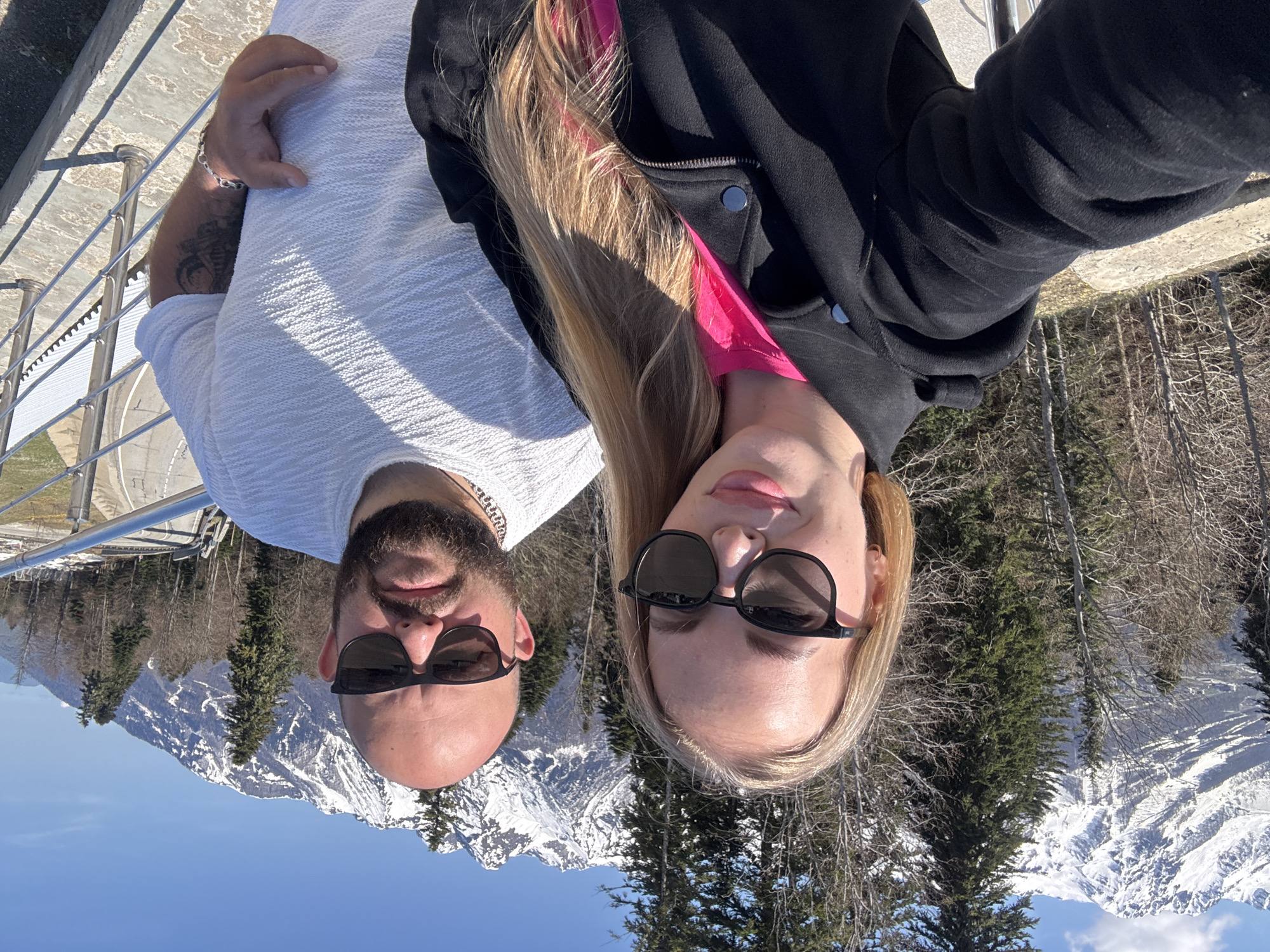 Couple documents scenic mountain drive in Estosadok resort area