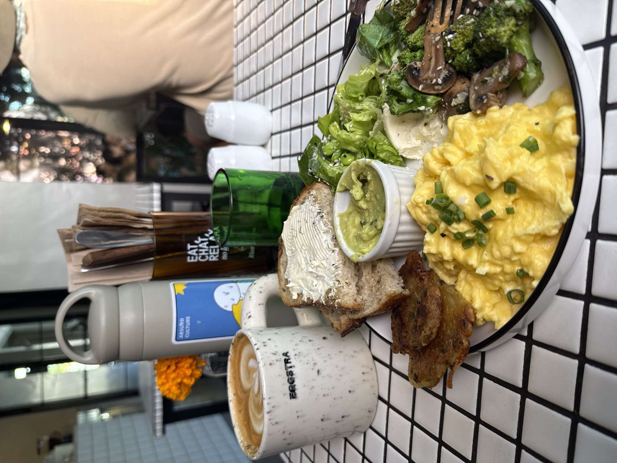 Meal with scrambled eggs captured in North Kuta dining scene