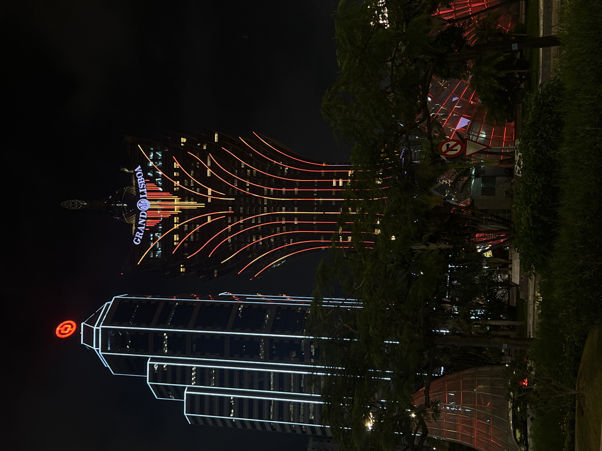 Macau casino district captured in nighttime illumination by witness