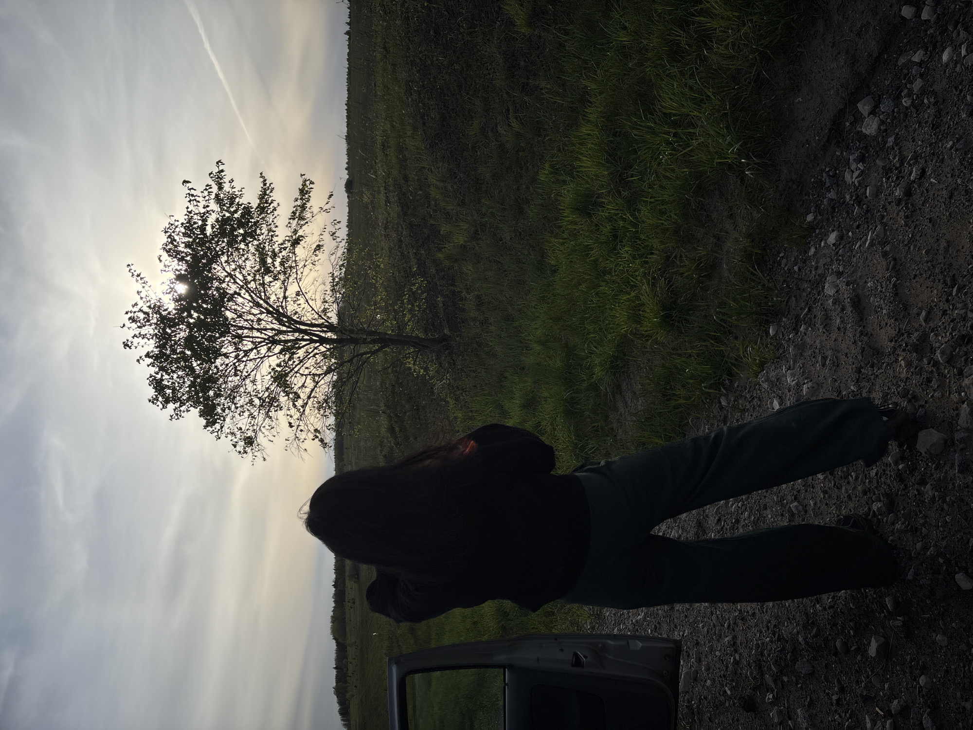 Woman makes brief roadside stop in rural Russia