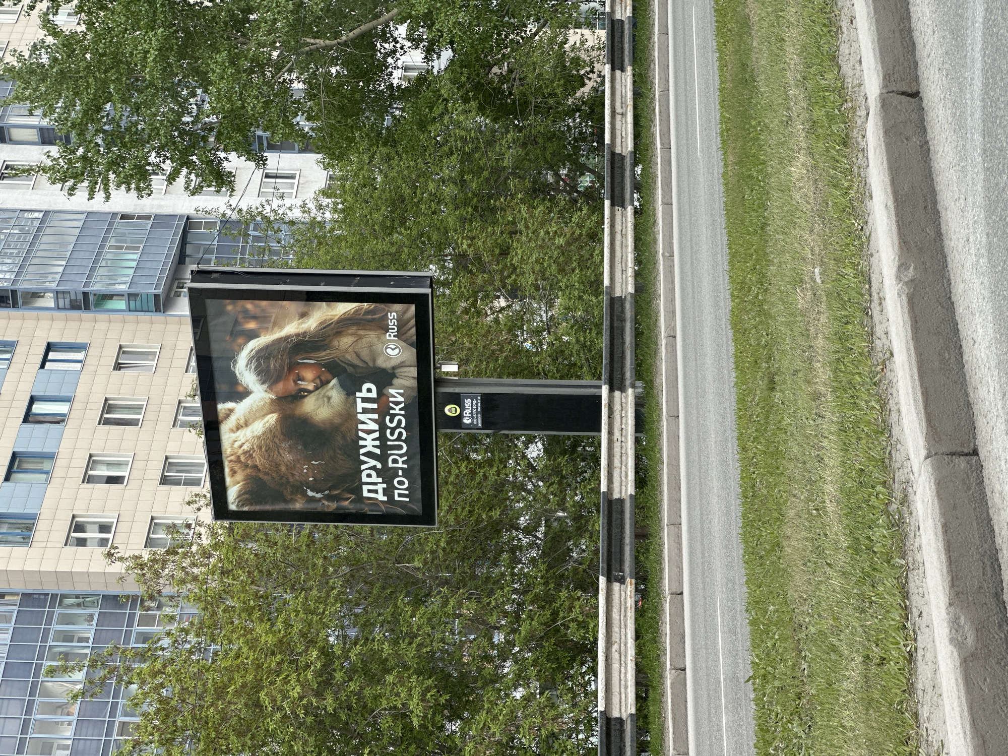Billboard with woman and bear advertisement spotted in Yekaterinburg